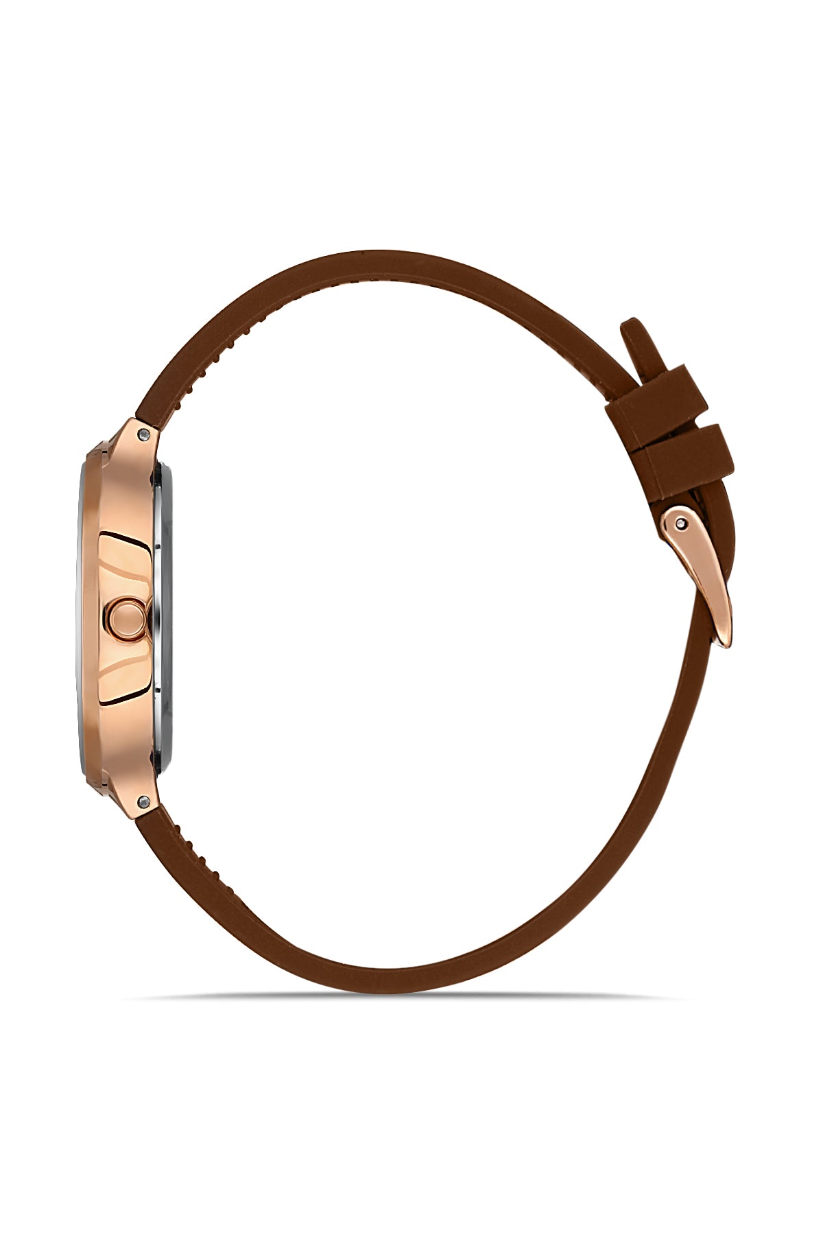 DAVID GUNER Rose Renk Kaplamalı Kahverengi Kadranlı Kahverengi Silikon Kordonlu Kadın Kol Saati - DG-8605LD-S6