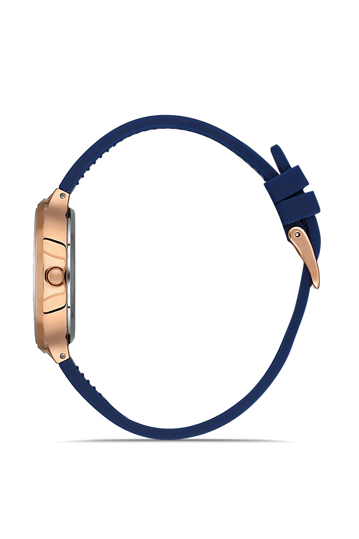 DAVID GUNER Rose Renk Kaplamalı Lacivert Kadranlı Lacivert Silikon Kordonlu Kadın Kol Saati - DG-8605LD-T3