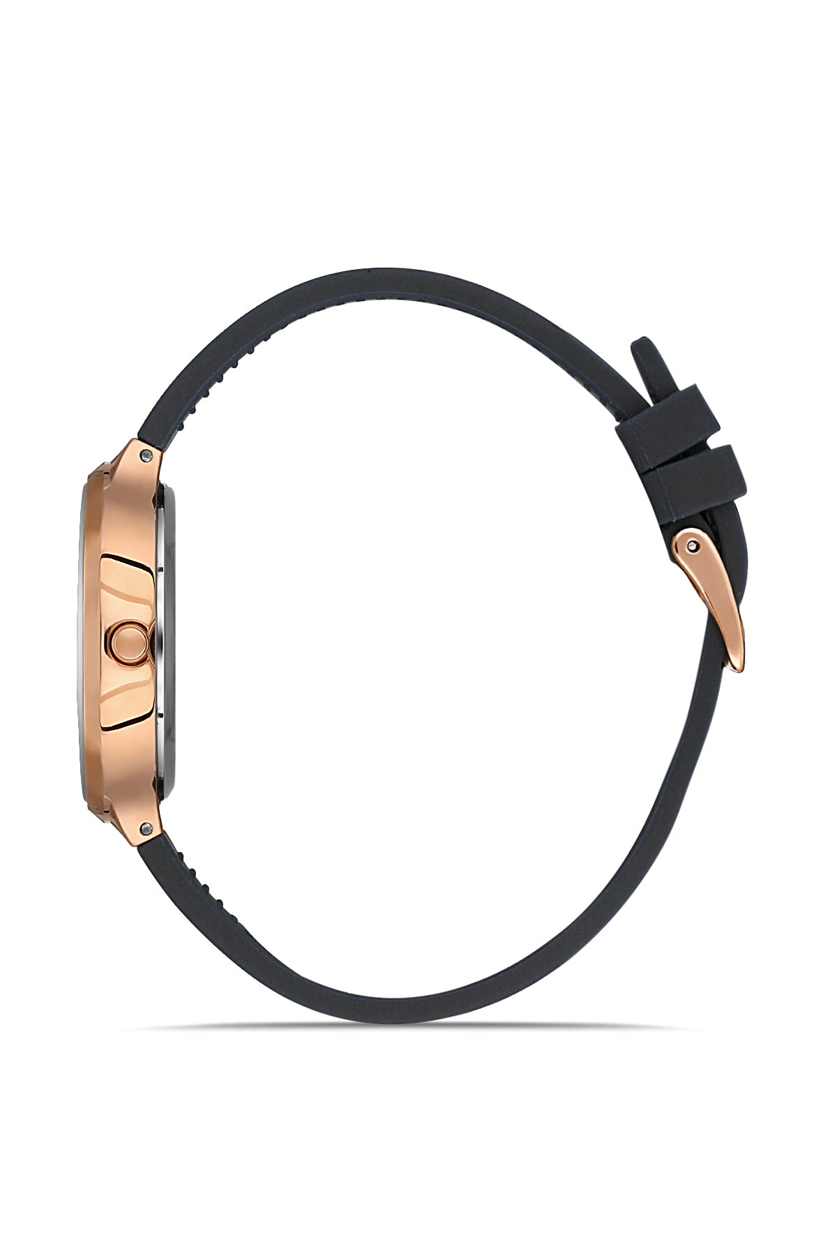 DAVID GUNER Rose Renk Kaplamalı Siyah Kadranlı Siyah Silikon Kordonlu Kadın Kol Saati - DG-8605LD-R2