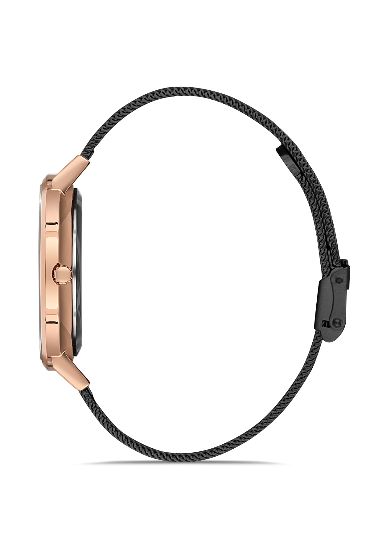 Davıd Guner Rose Black Coated Steel Braided Band Men's Watch