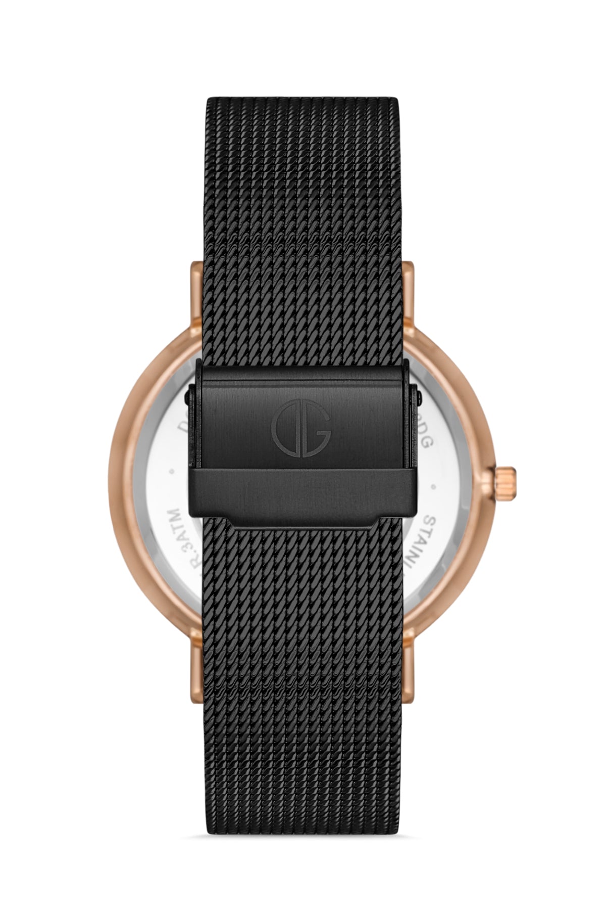 Davıd Guner Rose Black Coated Steel Braided Band Men's Watch