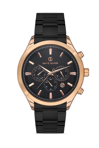DAVID GUNER ROSE SİYAH KAPLAMALI SİYAH KADRANLI ERKEK KOL SAATİ - DG-8400GA-R2