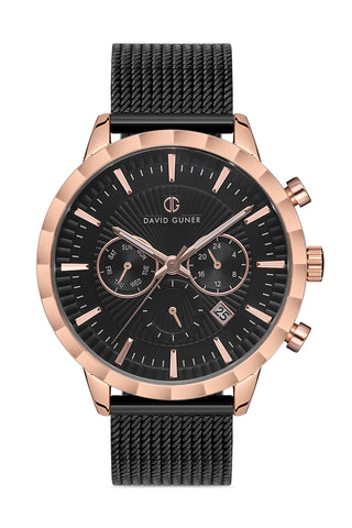 DAVID GUNER ROSE SİYAH KAPLAMALI SİYAH KADRANLI ERKEK KOL SAATİ - DG-8022GC-R2