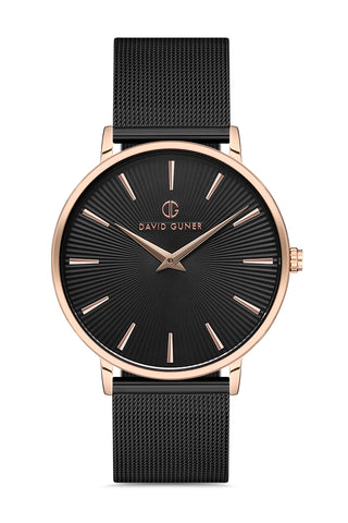 DAVID GUNER ROSE SİYAH KAPLAMALI SİYAH KADRANLI ERKEK KOL SAATİ - DG-8233GC-R2