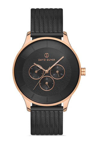 DAVID GUNER ROSE SİYAH KAPLAMALI SİYAH KADRANLI ERKEK KOL SAATİ - DG-8246GC-R2