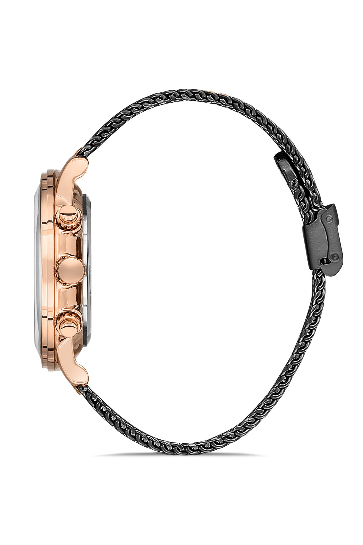 Davıd Guner Rose Siyah Kaplamalı Çelik Örme Kordonlu Erkek Kol Saati - DG-8279GC-R2