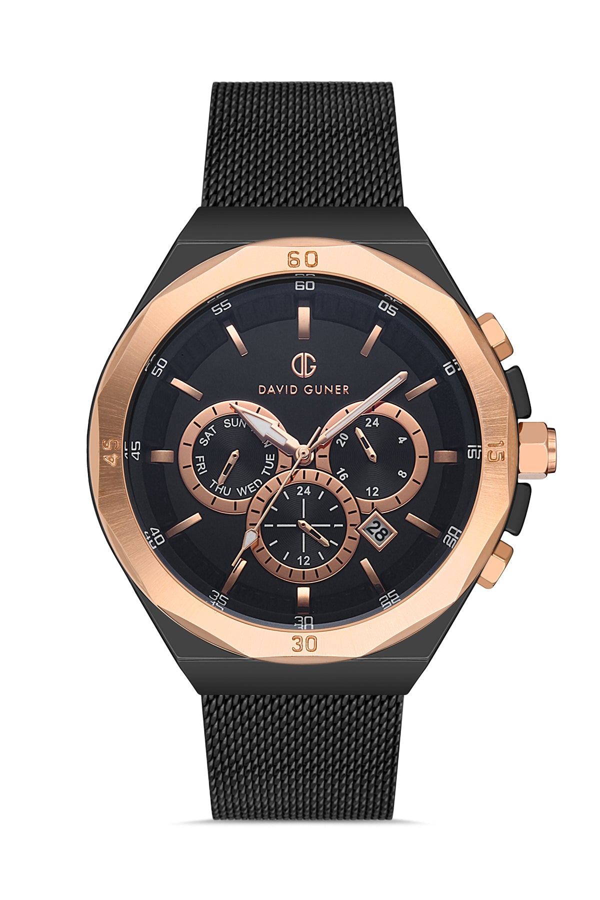 DAVID GUNER ROSE SİYAH KAPLAMALI SİYAH KADRANLI ERKEK KOL SAATİ DG-8286GC-R2