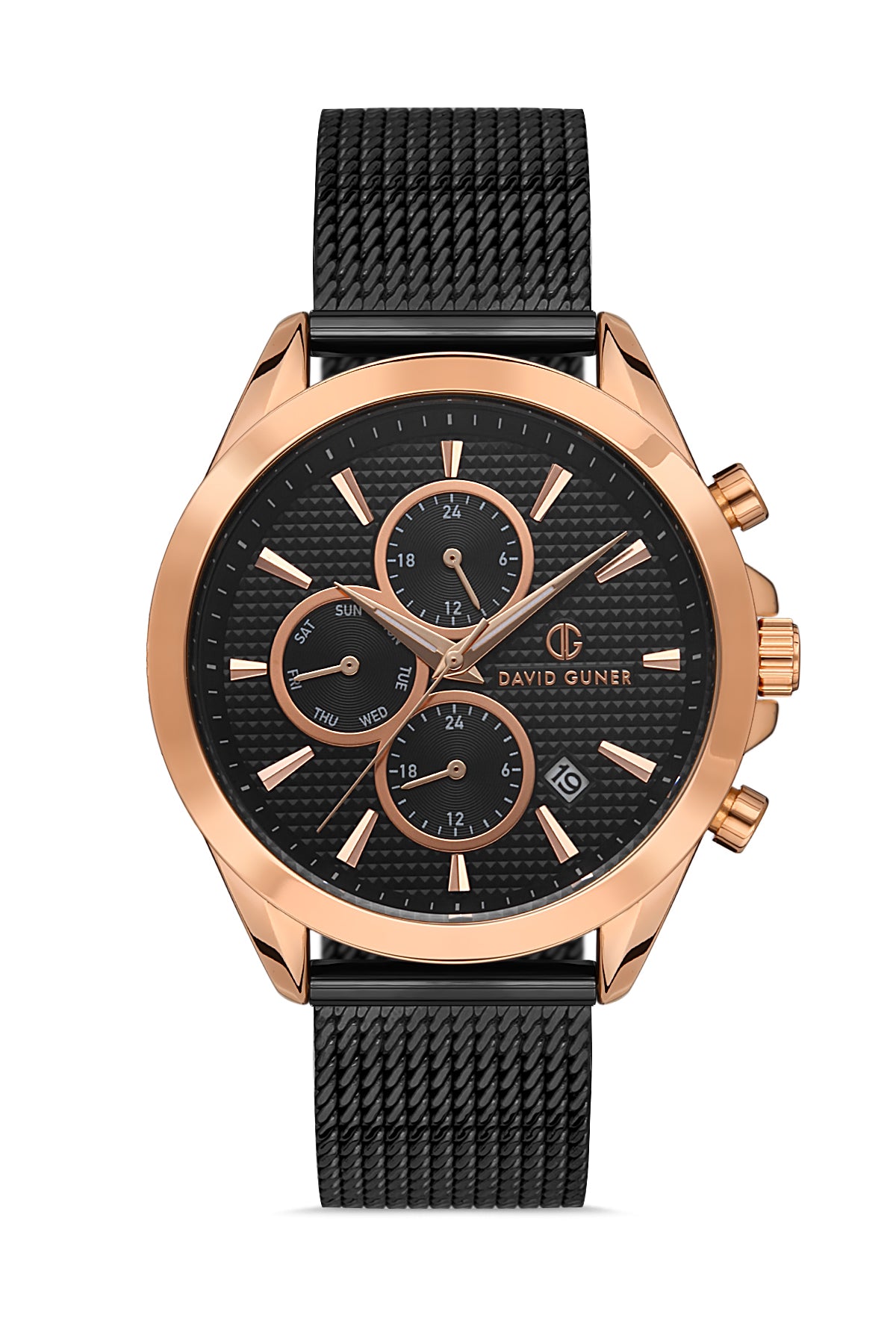 DAVID GUNER ROSE SİYAH KAPLAMALI SİYAH KADRANLI ERKEK KOL SAATİ - DG-8323GC-R2
