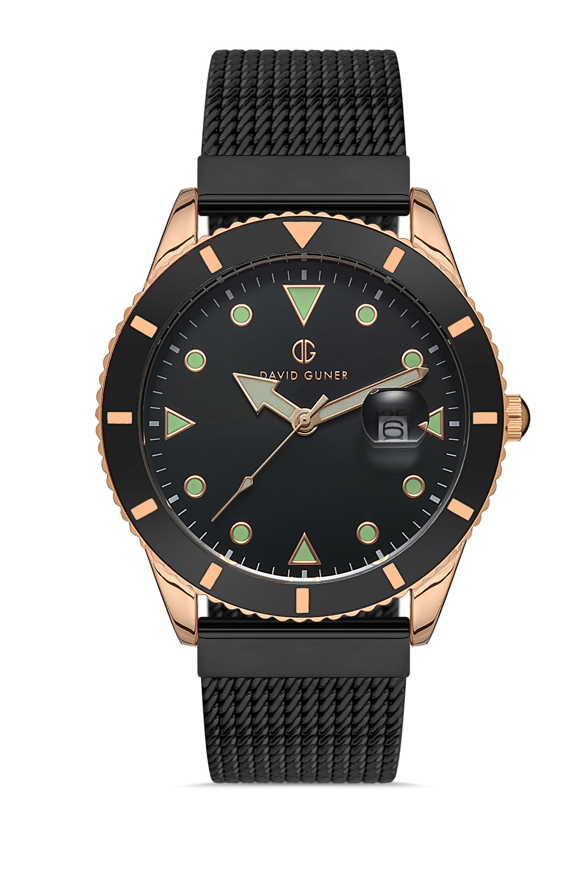 Davıd Guner Calendar Rose Black Coated Men's Watch