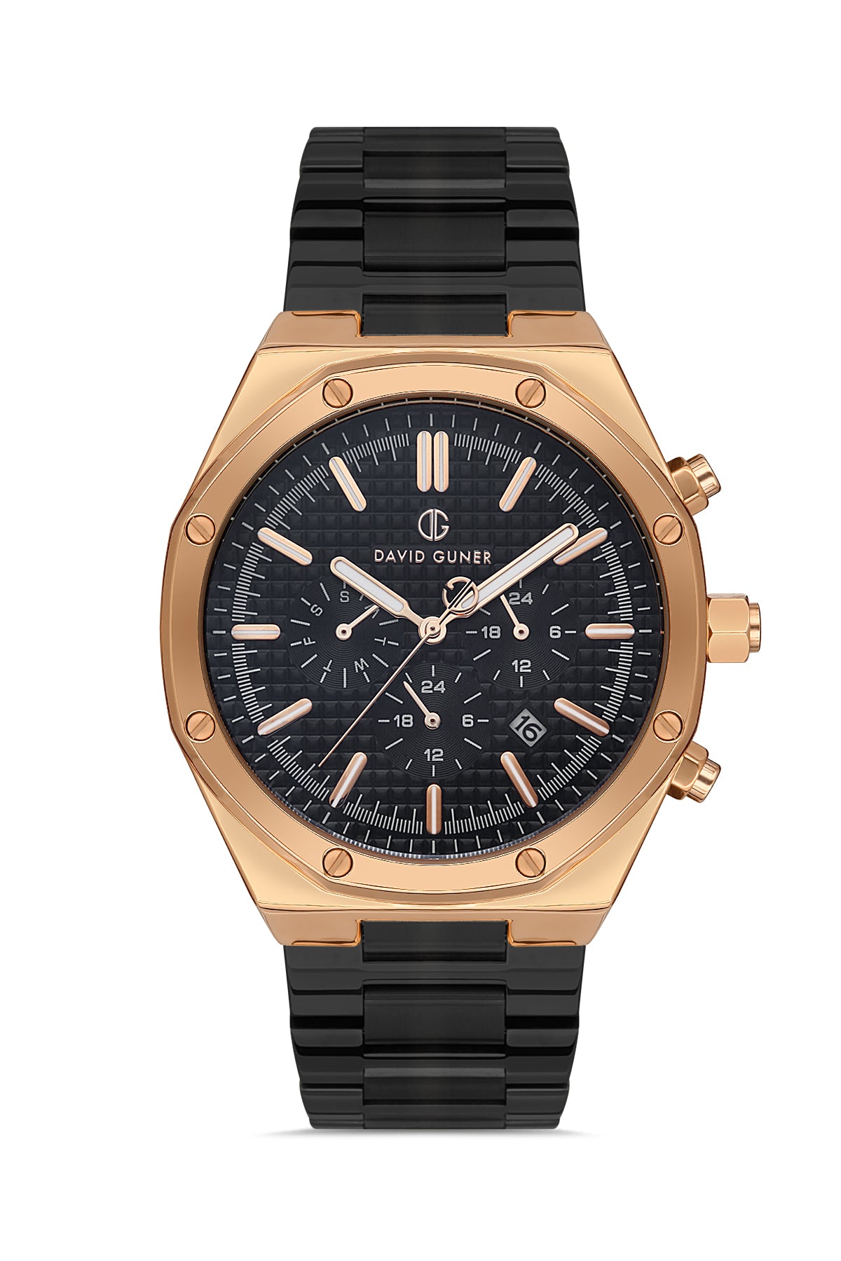 DAVID GUNER Rose Siyah Kaplamalı Siyah Kadranlı Erkek Kol Saati - DG-8411GA-R2