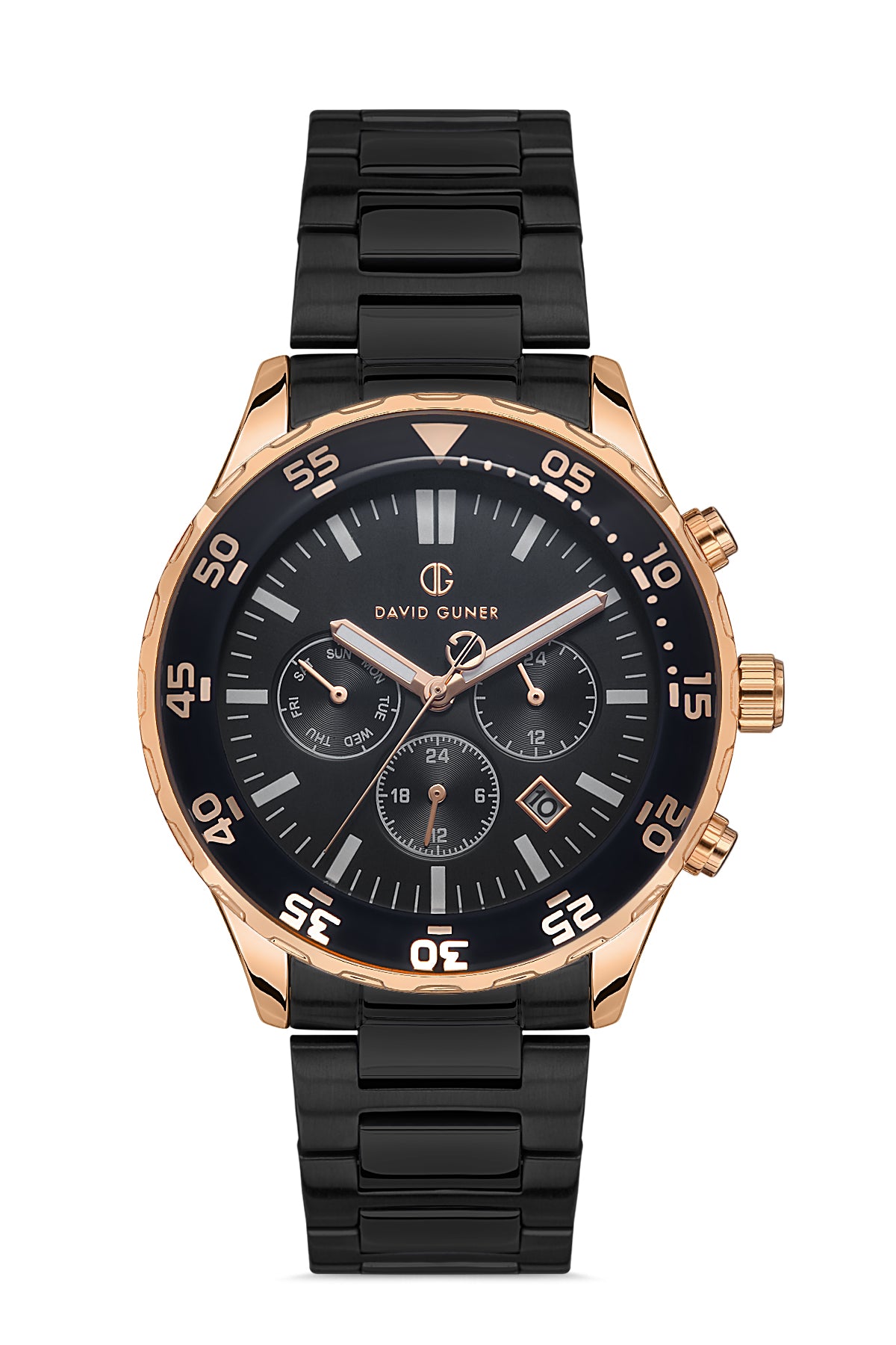 DAVID GUNER Rose Siyah Kaplamalı Siyah Kadranlı Erkek Kol Saati - DG-8427GA-R2