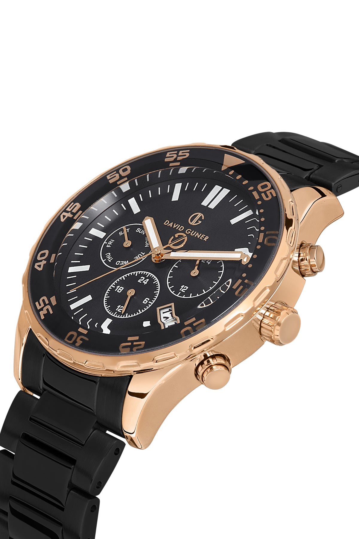 DAVID GUNER Rose Siyah Kaplamalı Siyah Kadranlı Erkek Kol Saati - DG-8427GA-R2