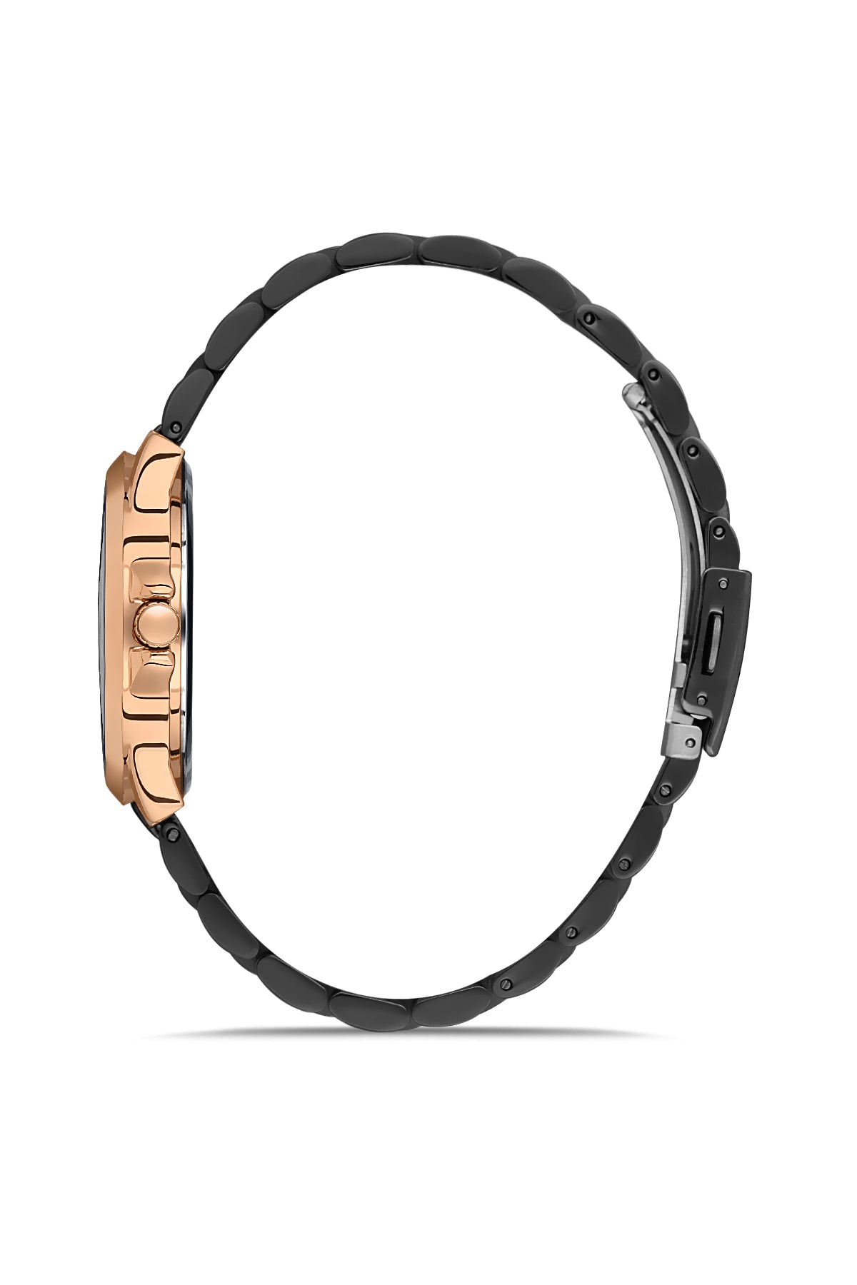 DAVID GUNER Rose Black Coated Black Dial Women's Watch