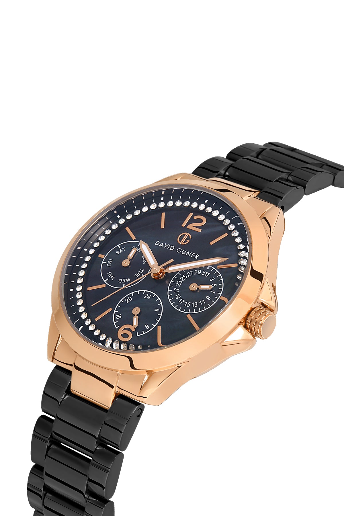 DAVID GUNER Rose Black Coated Black Dial Women's Watch