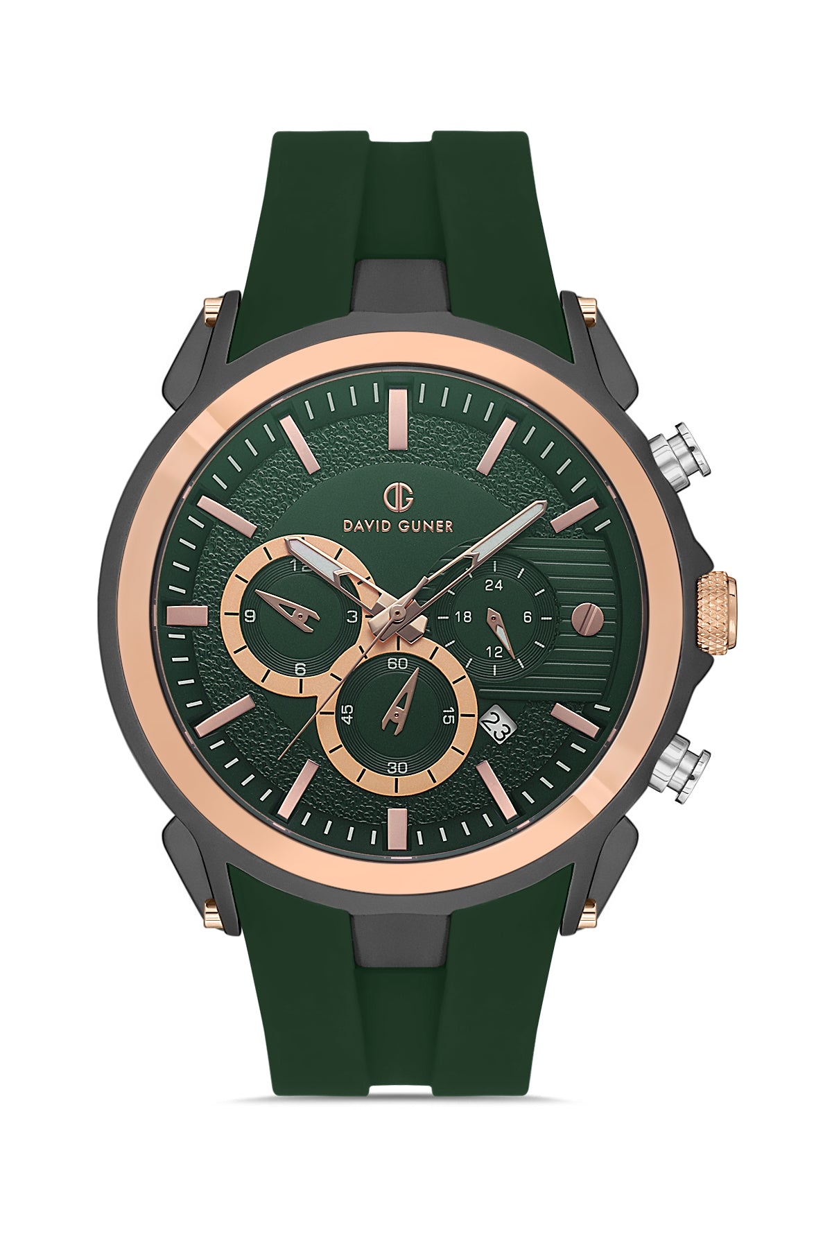 David Guner Green Silicone Band Men's Watch