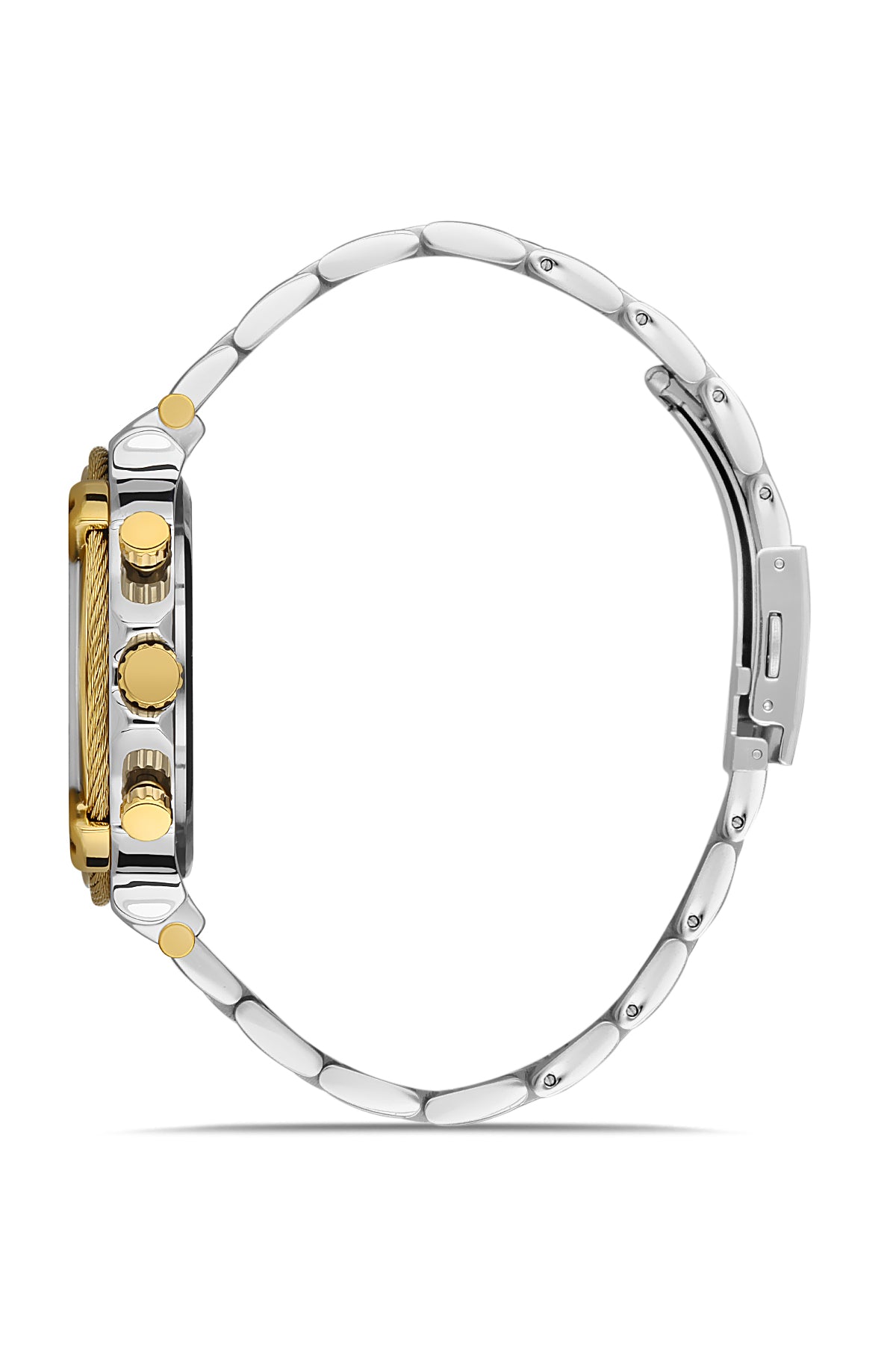 DAVID GUNER Sarı Beyaz Kaplama Siyah Kadran Erkek Kol Saati - DG-8088GA-D2