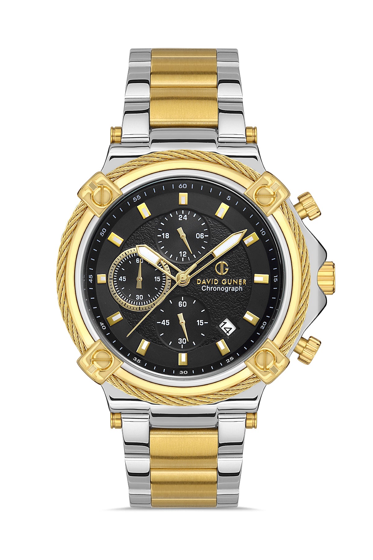 DAVID GUNER Yellow White Coating Black Dial Men's Watch