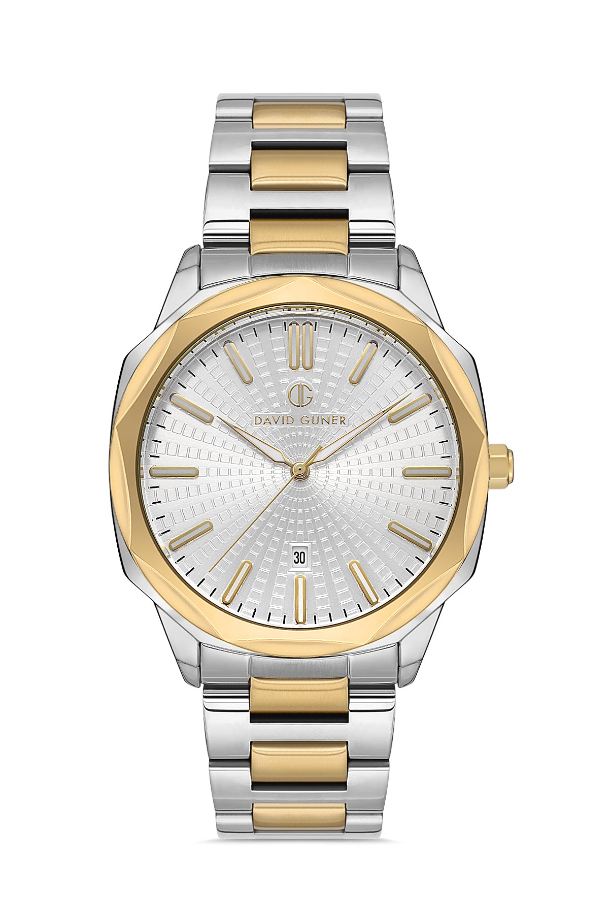 DAVID GUNER Yellow and White Coated Calendar Men's Watch