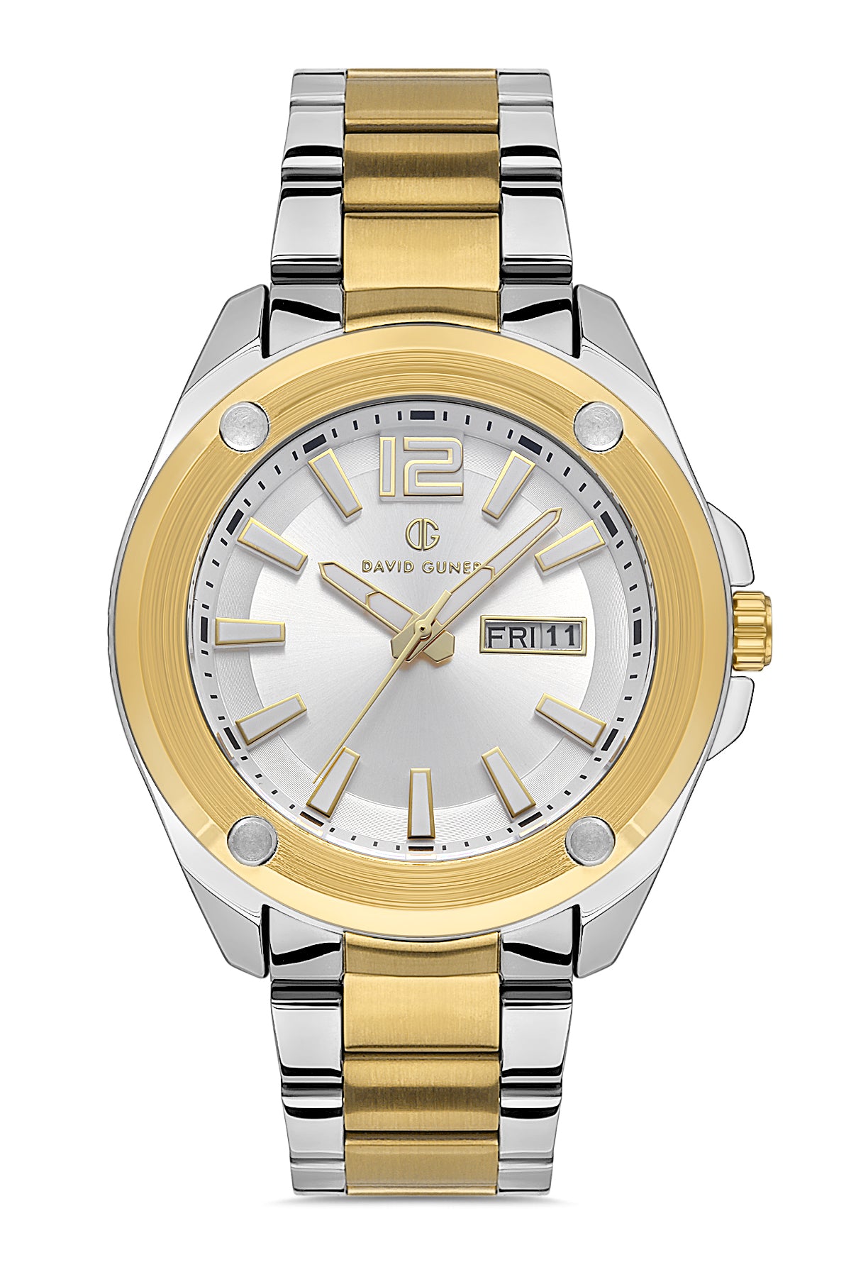 DAVID GUNER SARI BEYAZ KAPLAMALI BEYAZ KADRANLI ERKEK KOL SAATİ DG-8306GA-D1