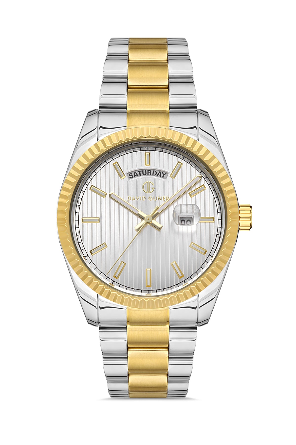 DAVID GUNER SARI BEYAZ KAPLAMALI BEYAZ KADRANLI ERKEK KOL SAATİ - DG-8329GA-D1