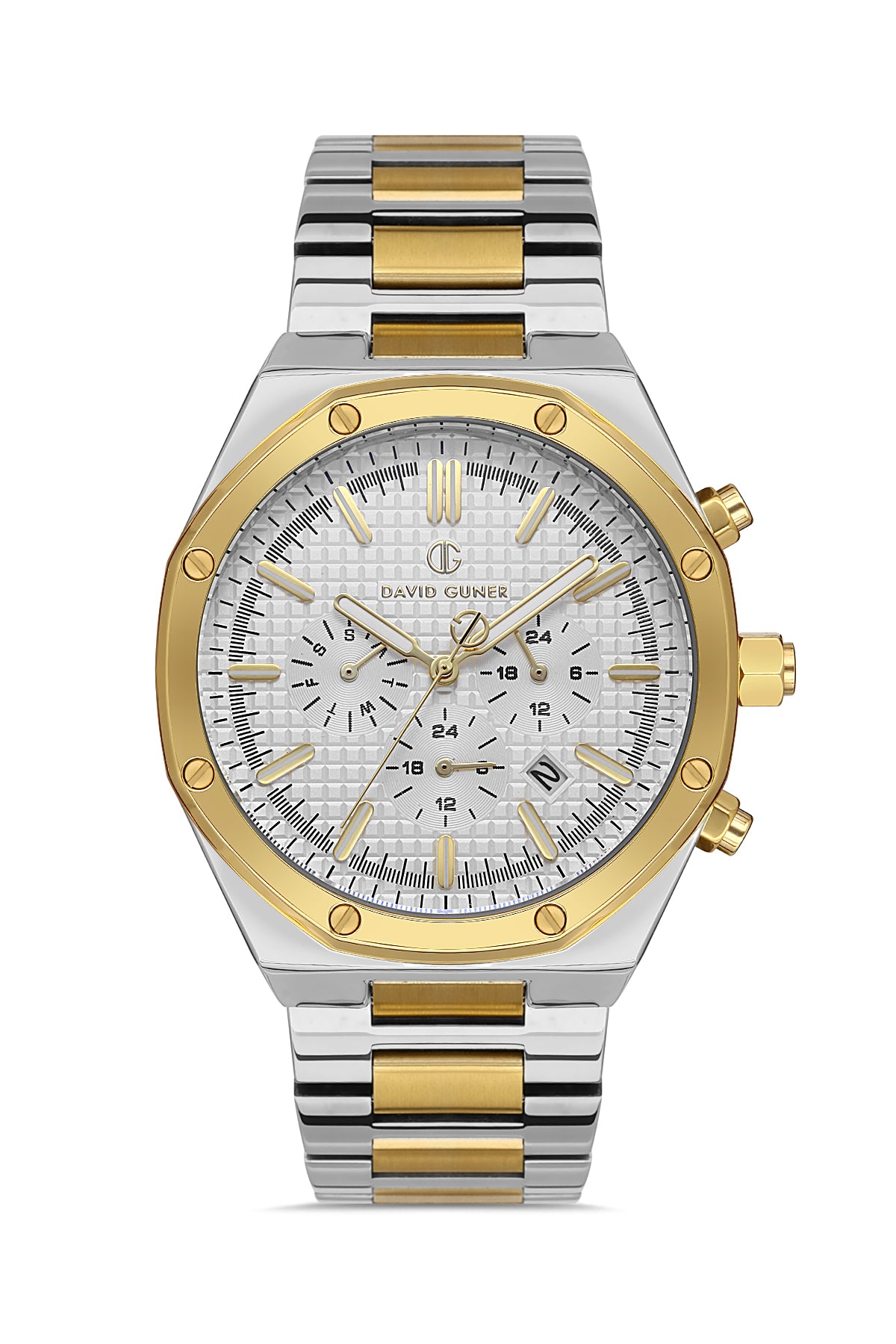 DAVID GUNER Sarı Beyaz Kaplama Erkek Kol Saati - DG-8411GA-D1