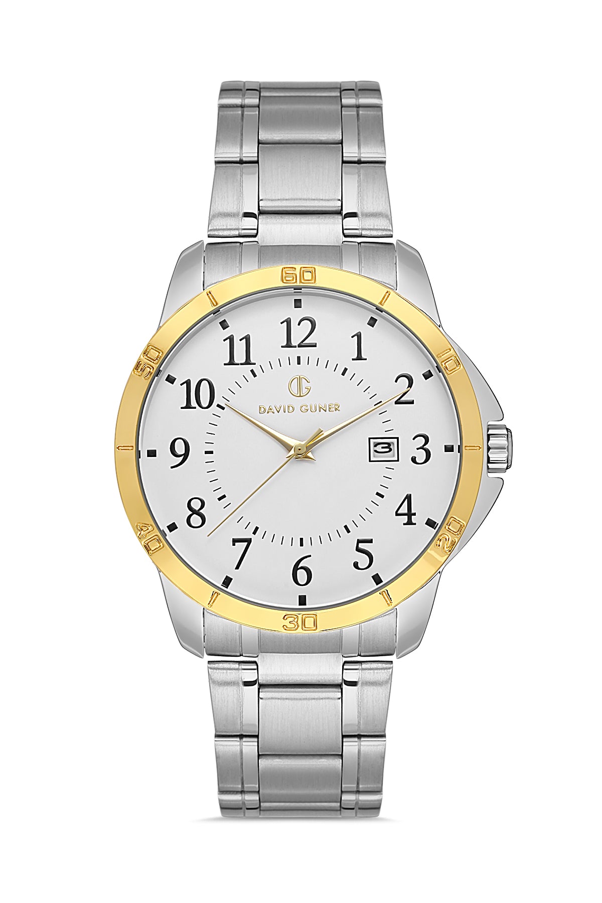 DAVID GUNER SARI BEYAZ KAPLAMALI BEYAZ KADRANLI ERKEK KOL SAATİ DG-8479GA-D1