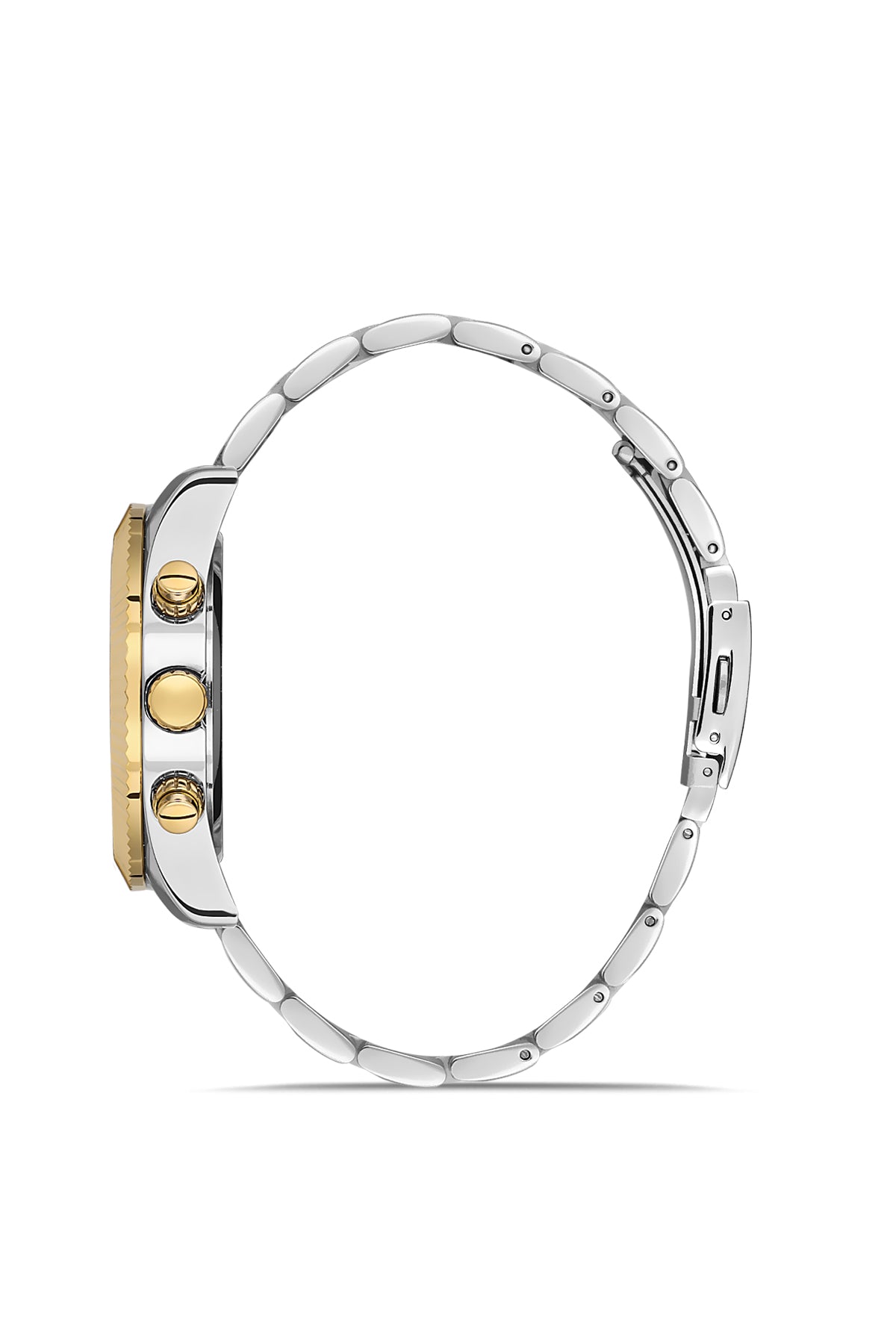 DAVID GUNER Sarı Beyaz Kaplamalı Gümüş Kadranlı Multi Fonksiyonlu Erkek Kol Saati