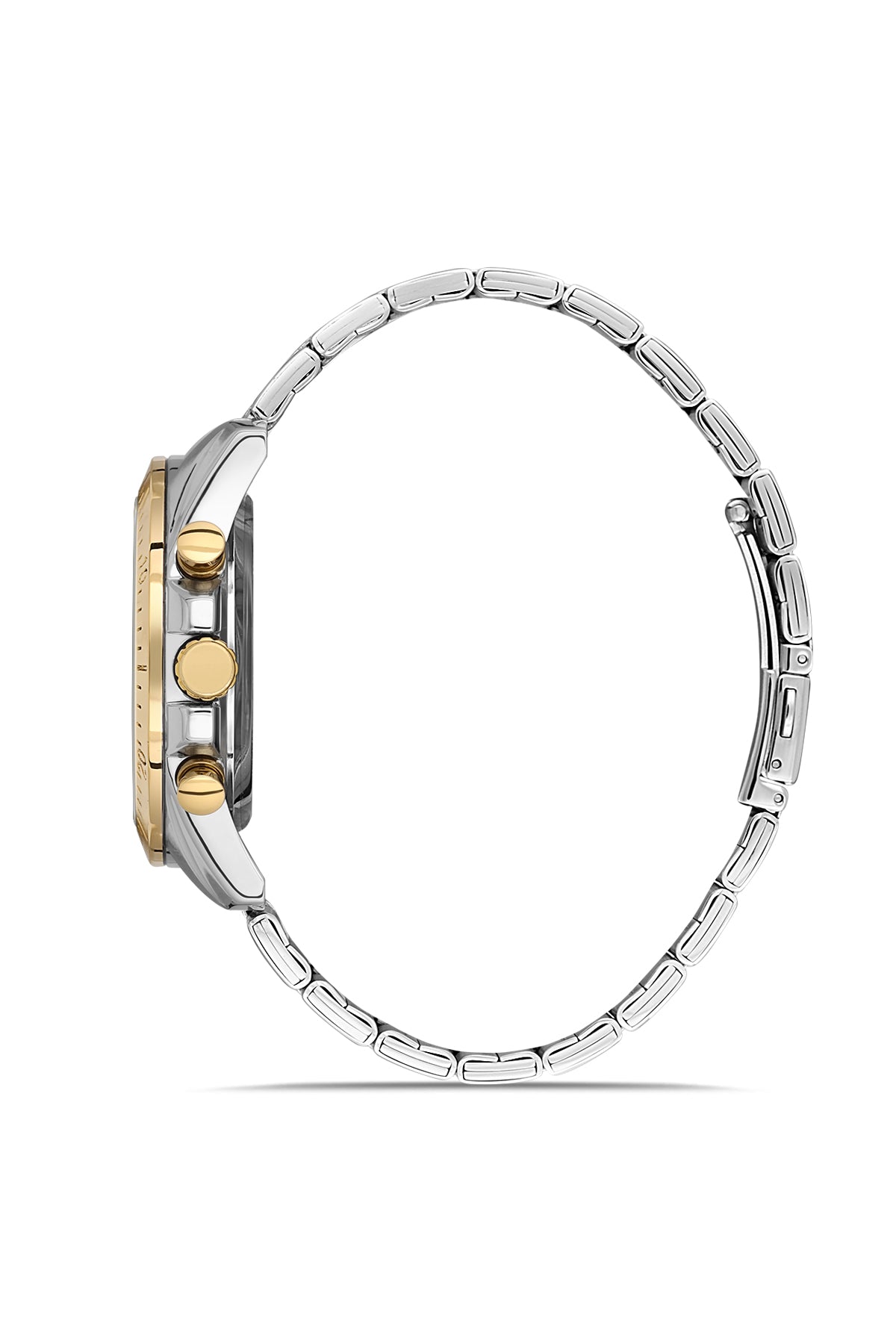 DAVID GUNER Gümüş Kadranlı Sarı Beyaz Kaplama Paslanmaz Masif Çelik Kordonlu Multi Fonksiyonlu Erkek Kol Saati