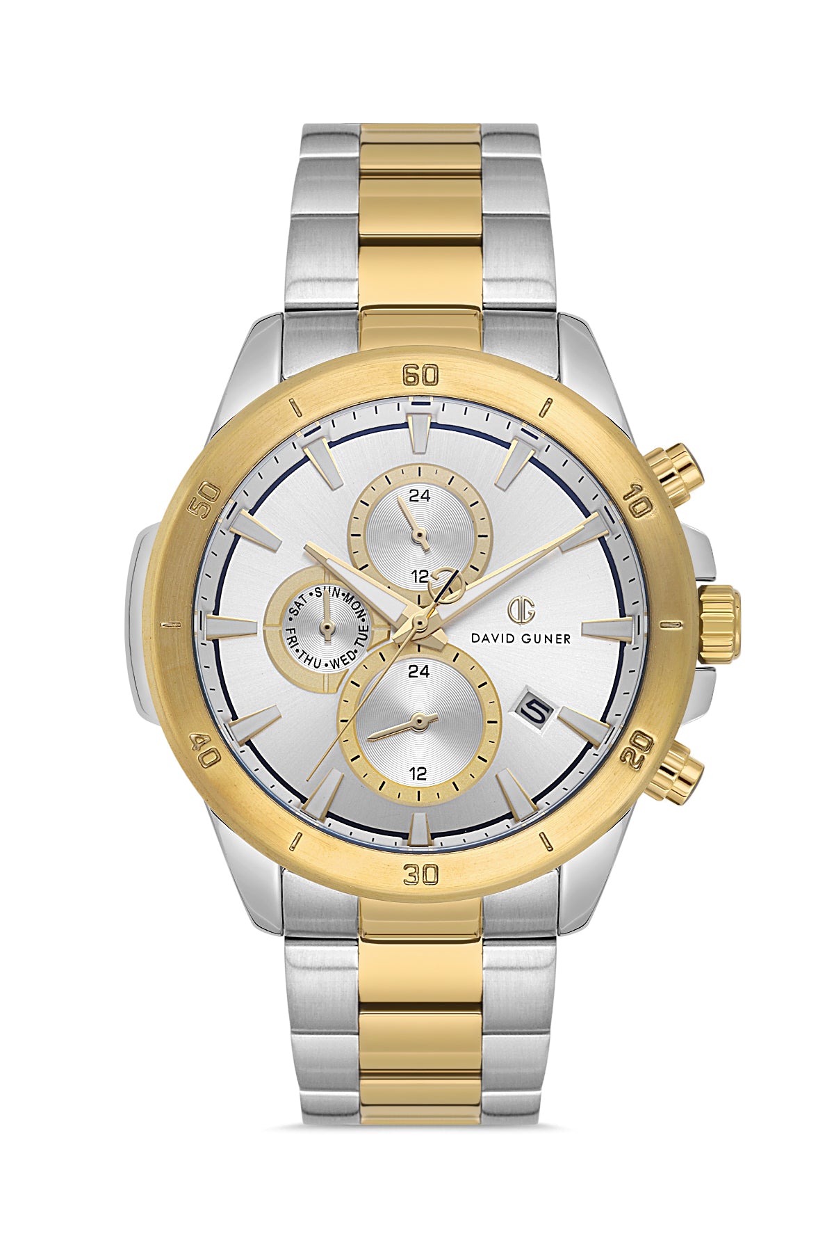 DAVID GUNER SARI BEYAZ KAPLAMALI BEYAZ KADRANLI ERKEK KOL SAATİ - DG-8742GA-D1