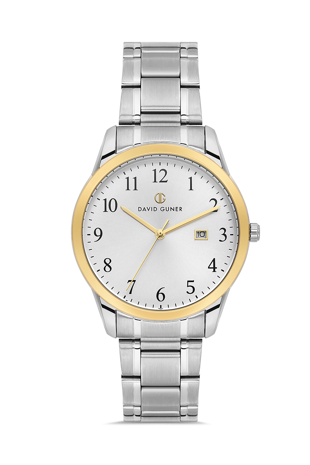 DAVID GUNER Sarı Beyaz Kaplama Gümüş Kadranlı Takvimli Erkek Kol Saati