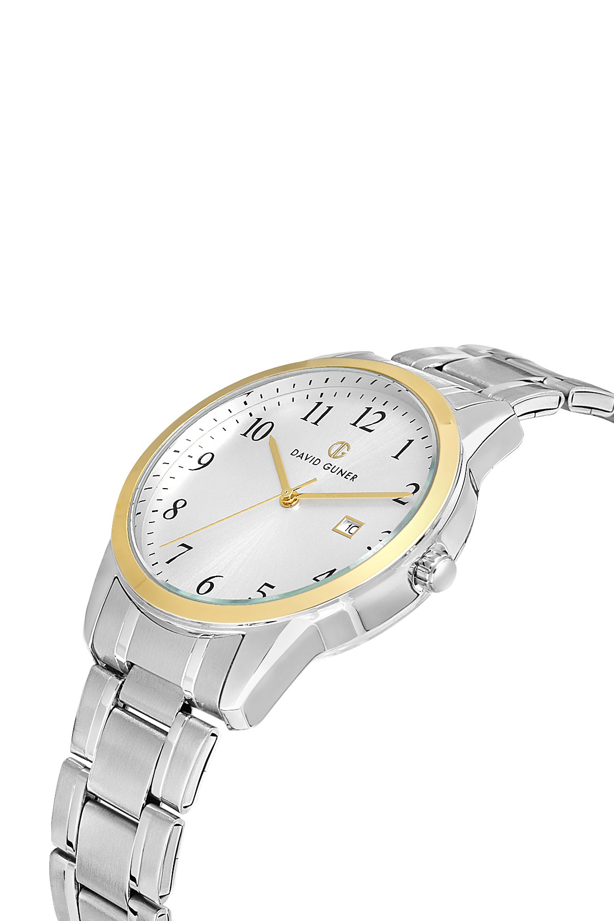 DAVID GUNER Sarı Beyaz Kaplama Gümüş Kadranlı Takvimli Erkek Kol Saati