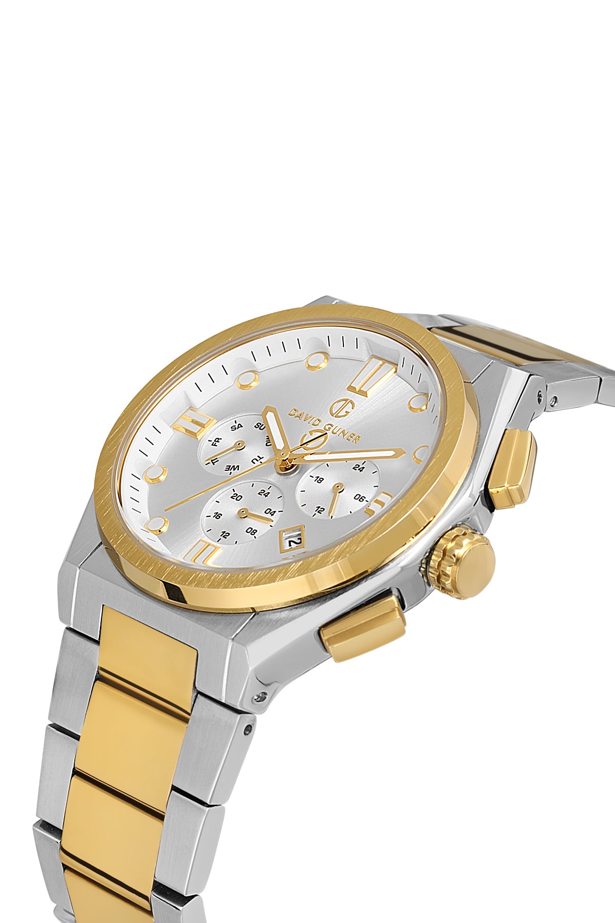 DAVID GUNER Sarı Beyaz Renk Kadranlı Multi Fonksiyon Erkek Kol Saati