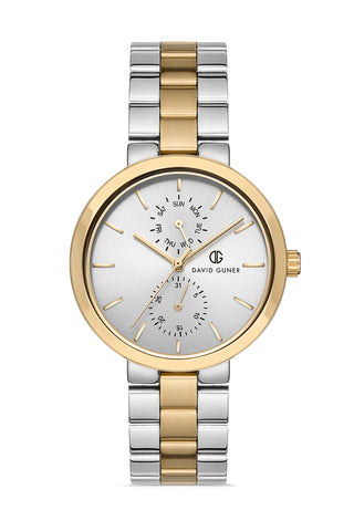 DAVID GUNER SARI BEYAZ KAPLAMALI BEYAZ KADRANLI KADIN KOL SAATİ - DG-8222LA-D1