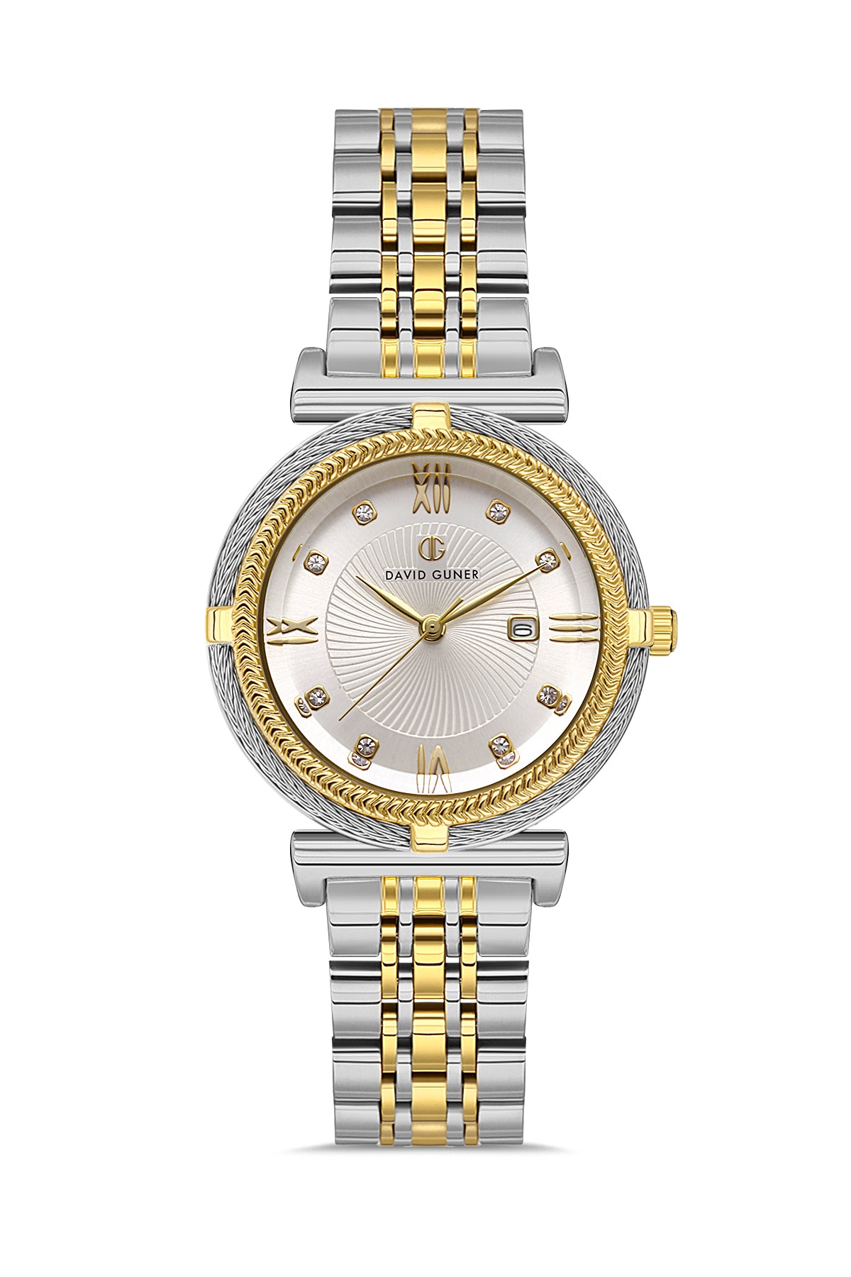 DAVID GUNER SARI BEYAZ KAPLAMALI BEYAZ KADRANLI KADIN KOL SAATİ DG-8431LA-D1