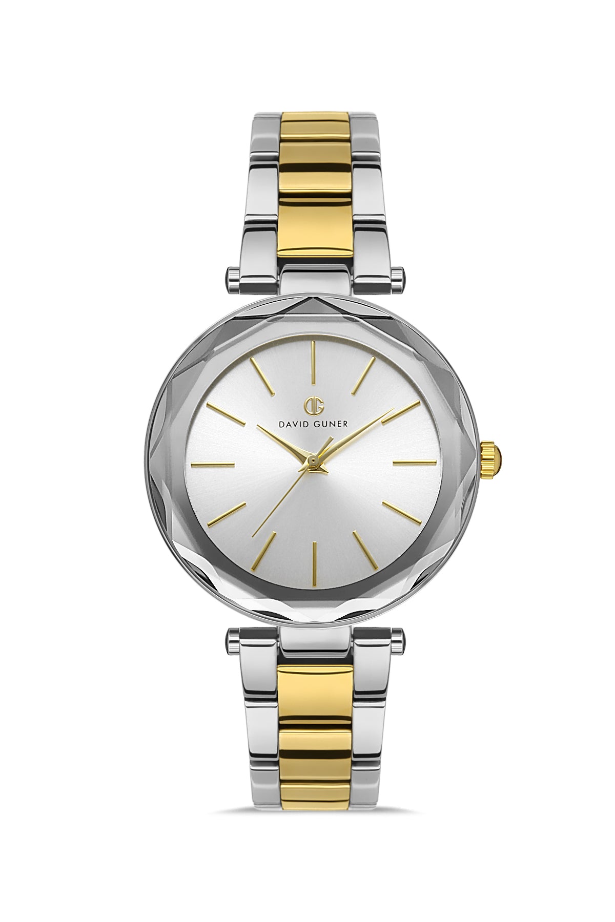 DAVID GUNER Yellow White Plating Silver Dial Women's Watch