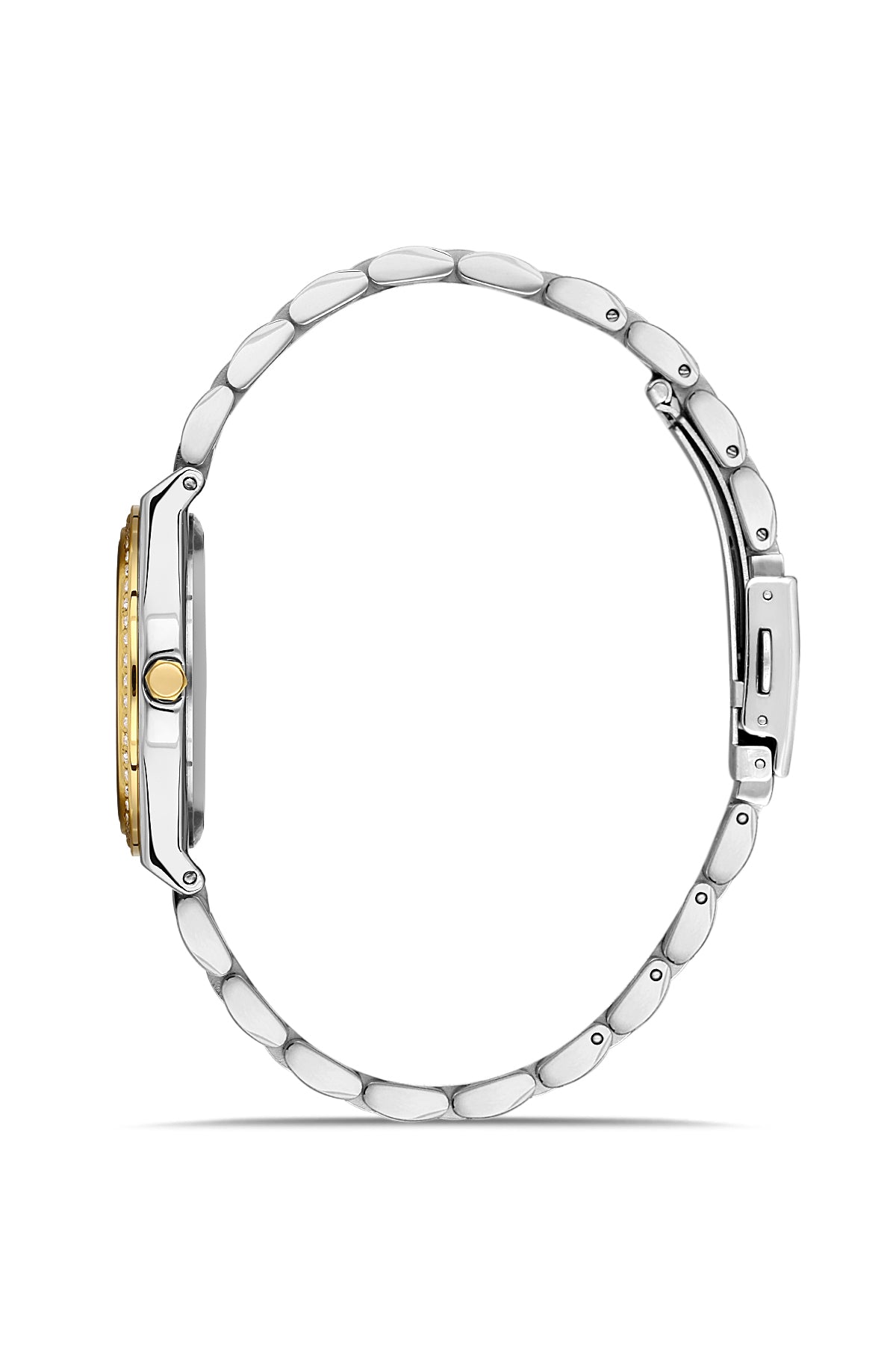 DAVID GUNER Sarı Beyaz Kaplama Gümüş Kadranlı Düz Paslanmaz Masif Çelik Kadın Kol Saati - DG-8472LA-D1