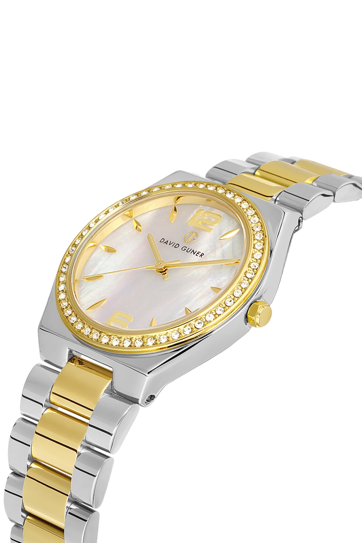 DAVID GUNER Sarı Beyaz Kaplama Gümüş Kadranlı Düz Paslanmaz Masif Çelik Kadın Kol Saati - DG-8472LA-D1