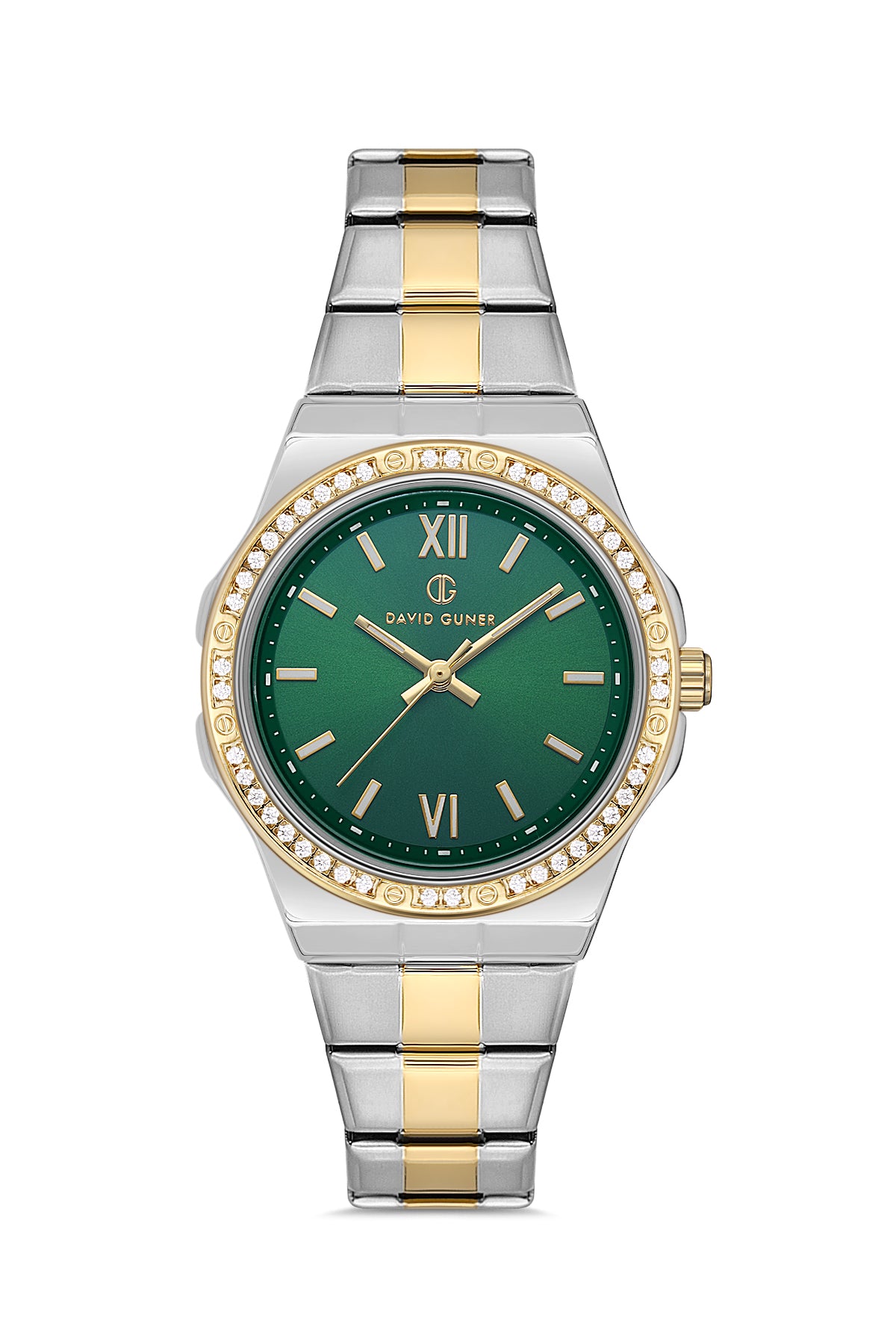 DAVID GUNER Silver Dial Yellow Silver Plating Stone Women's Watch