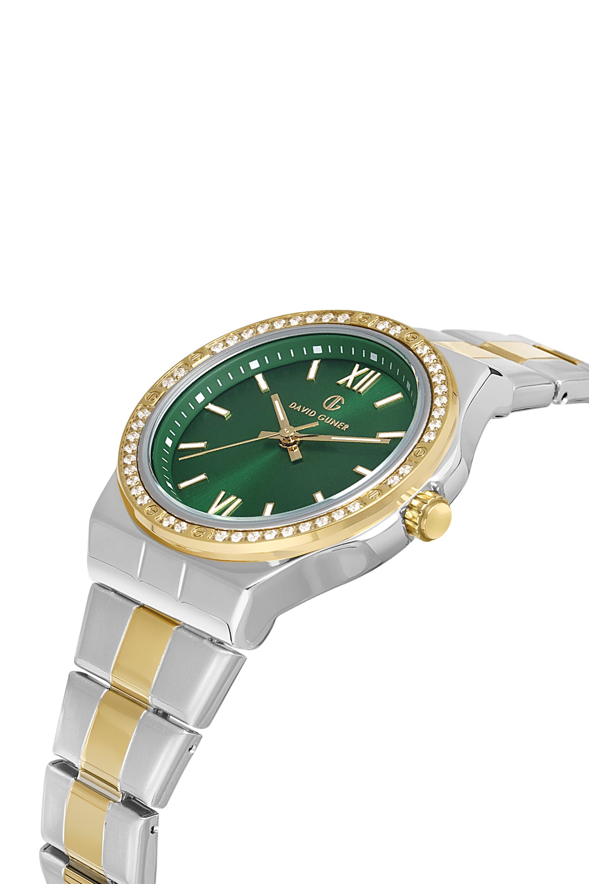 DAVID GUNER Silver Dial Yellow Silver Plating Stone Women's Watch