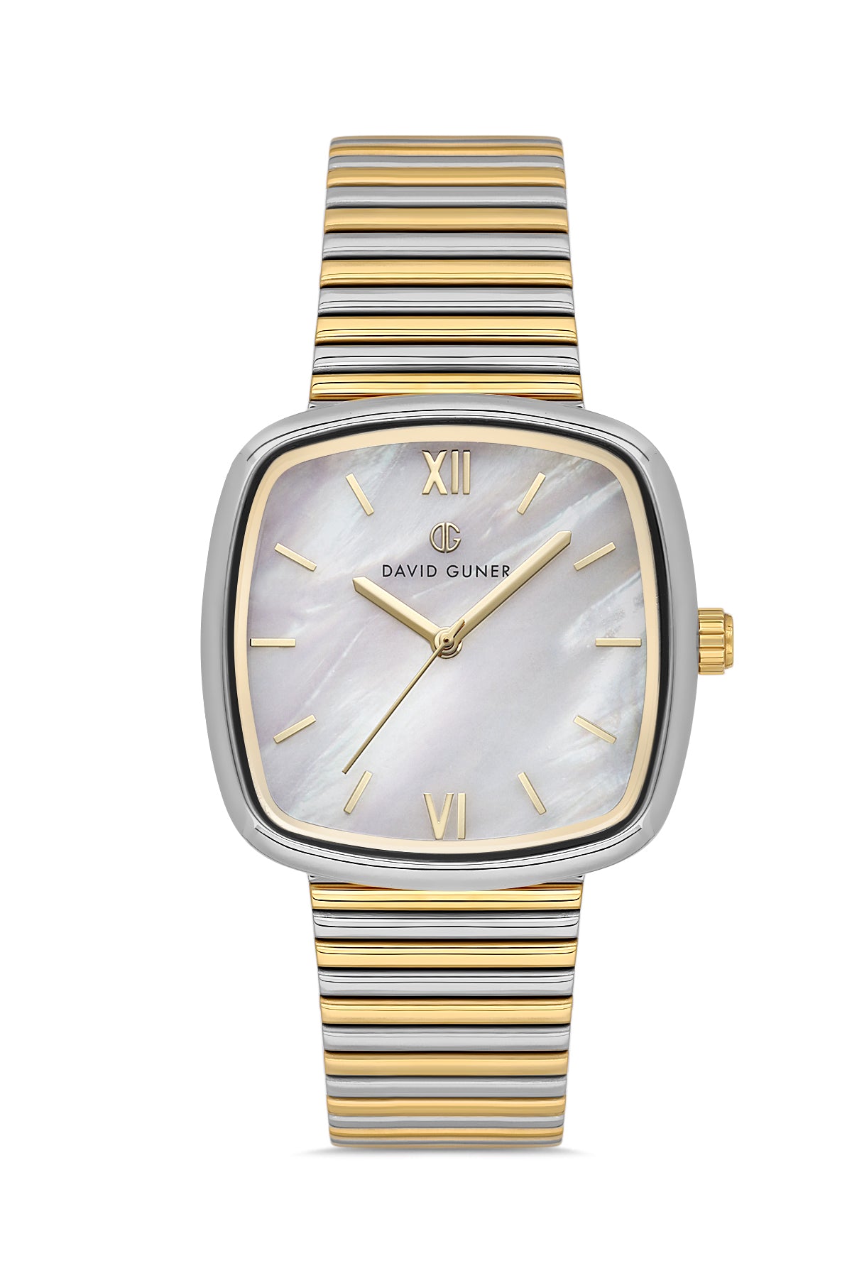 David Guner Silver Dial Yellow White Coated Women's Watch