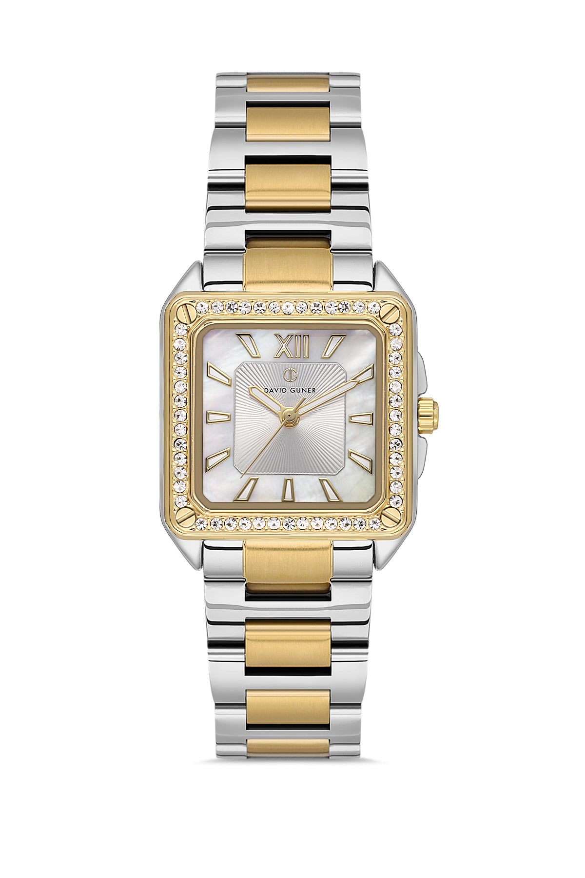 DAVID GUNER Gümüş Kadranlı Sarı Gümüş Kaplamalı Taşlı Kadın Kol Saati - DG-8669LA-D1
