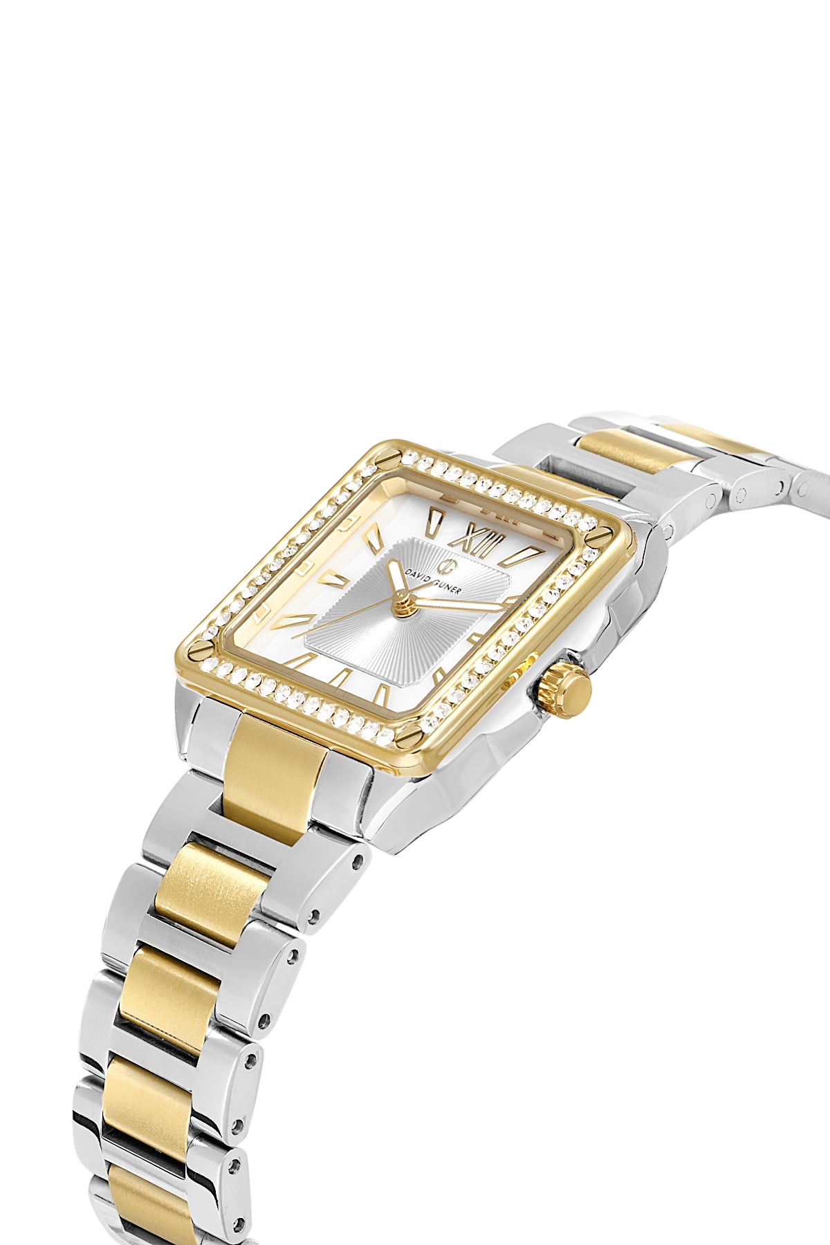 DAVID GUNER Gümüş Kadranlı Sarı Gümüş Kaplamalı Taşlı Kadın Kol Saati - DG-8669LA-D1