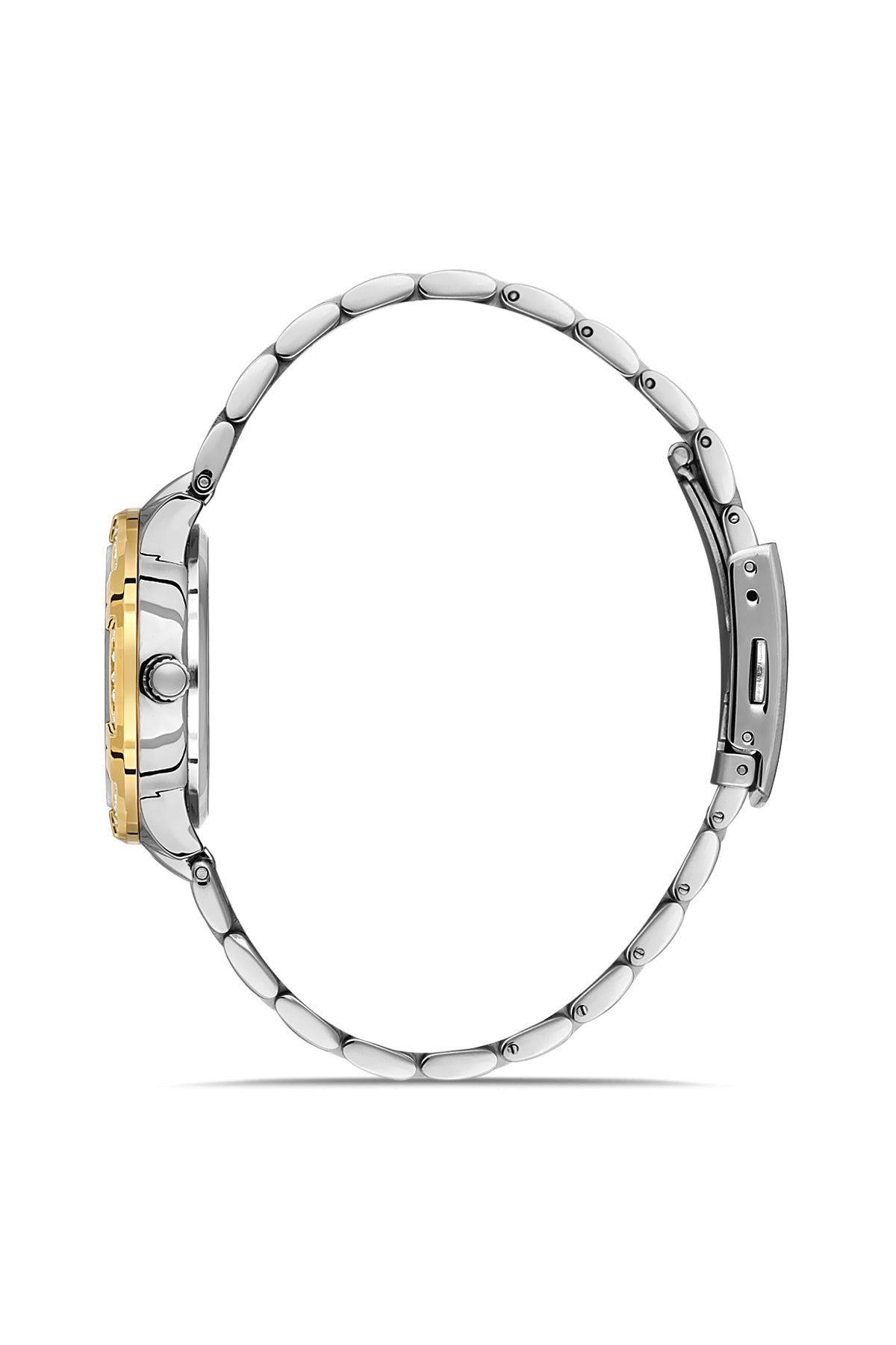 DAVID GUNER Sarı Beyaz Kadranlı Taşlı Kadın Kol Saati