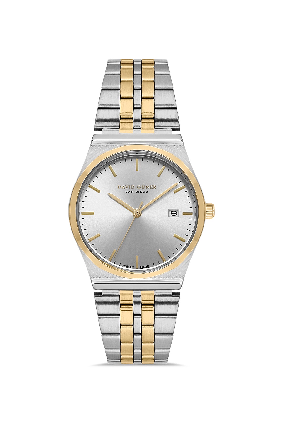 DAVID GUNER Sarı Beyaz Kaplama Gümüş Kadranlı Takvimli Unisex Kol Saati