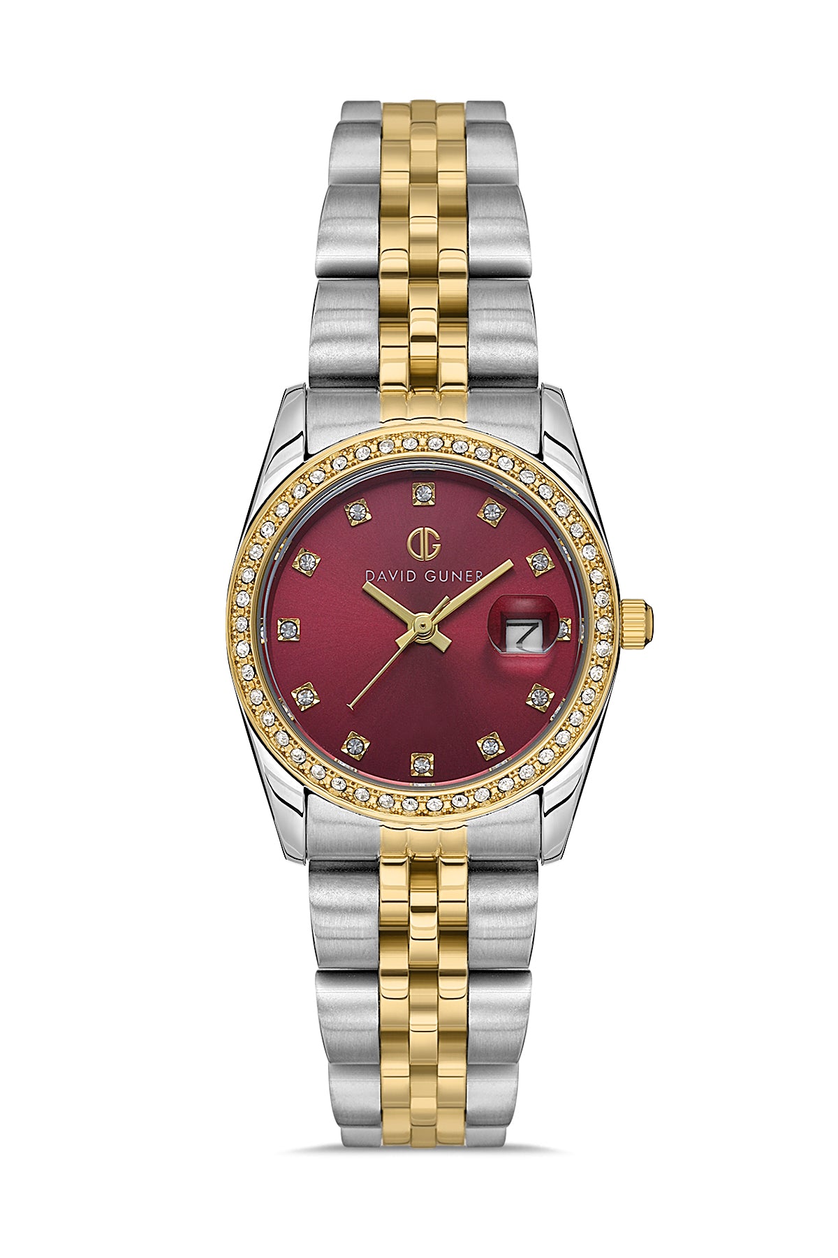 DAVID GUNER SARI BEYAZ KAPLAMALI KIRMIZI KADRANLI KADIN KOL SAATİ DG-8635LA-D8