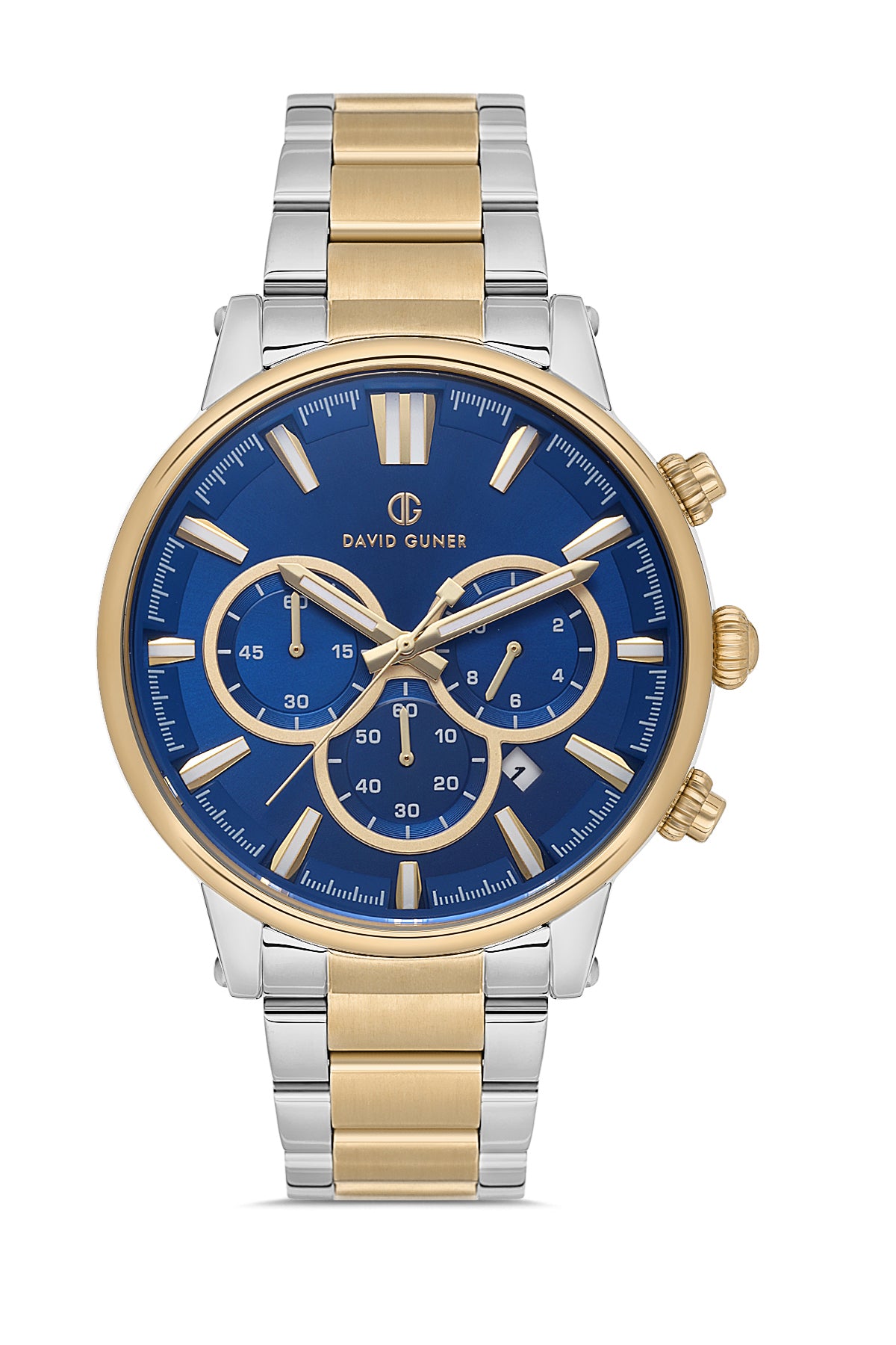 DAVID GUNER SARI BEYAZ KAPLAMALI MAVİ KADRANLI ERKEK KOL SAATİ DG-8536GA-D3