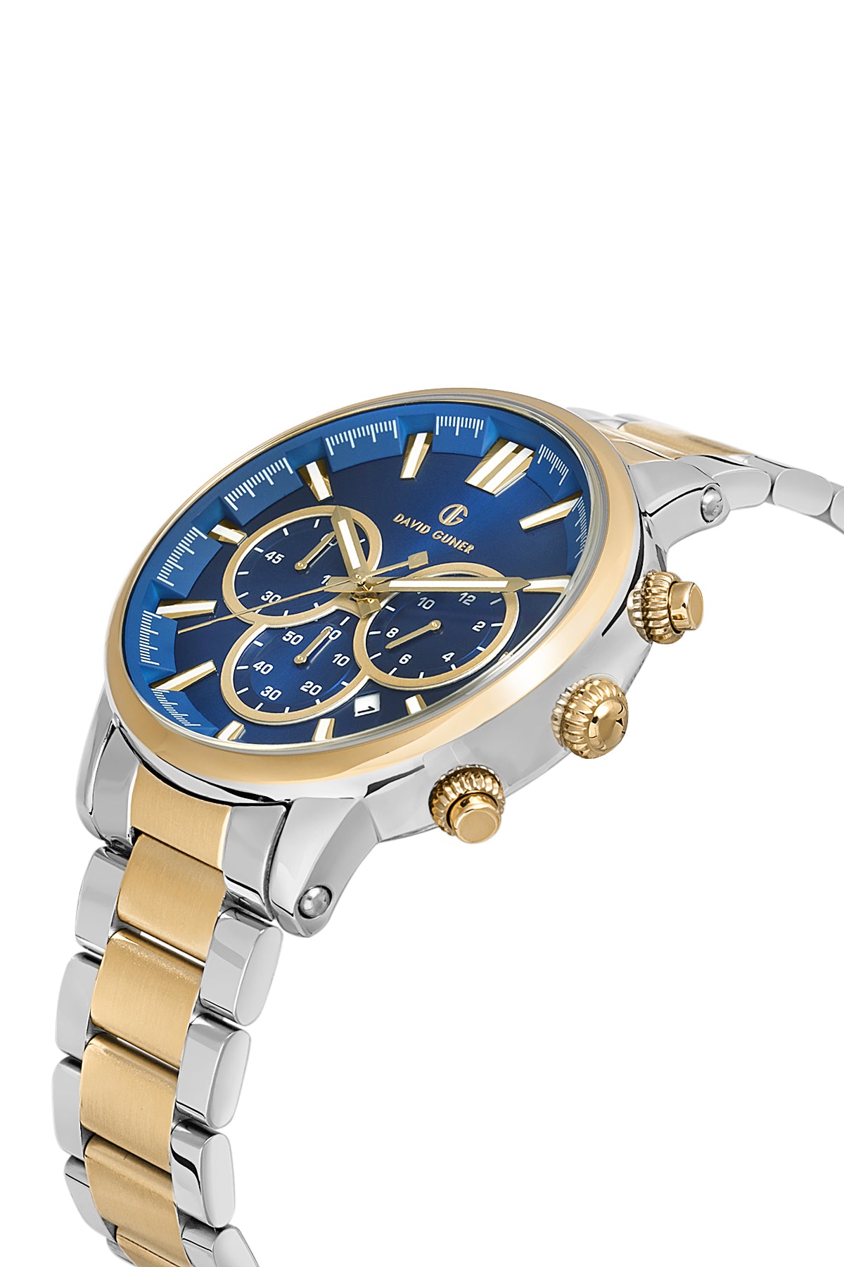 DAVID GUNER SARI BEYAZ KAPLAMALI MAVİ KADRANLI ERKEK KOL SAATİ DG-8536GA-D3