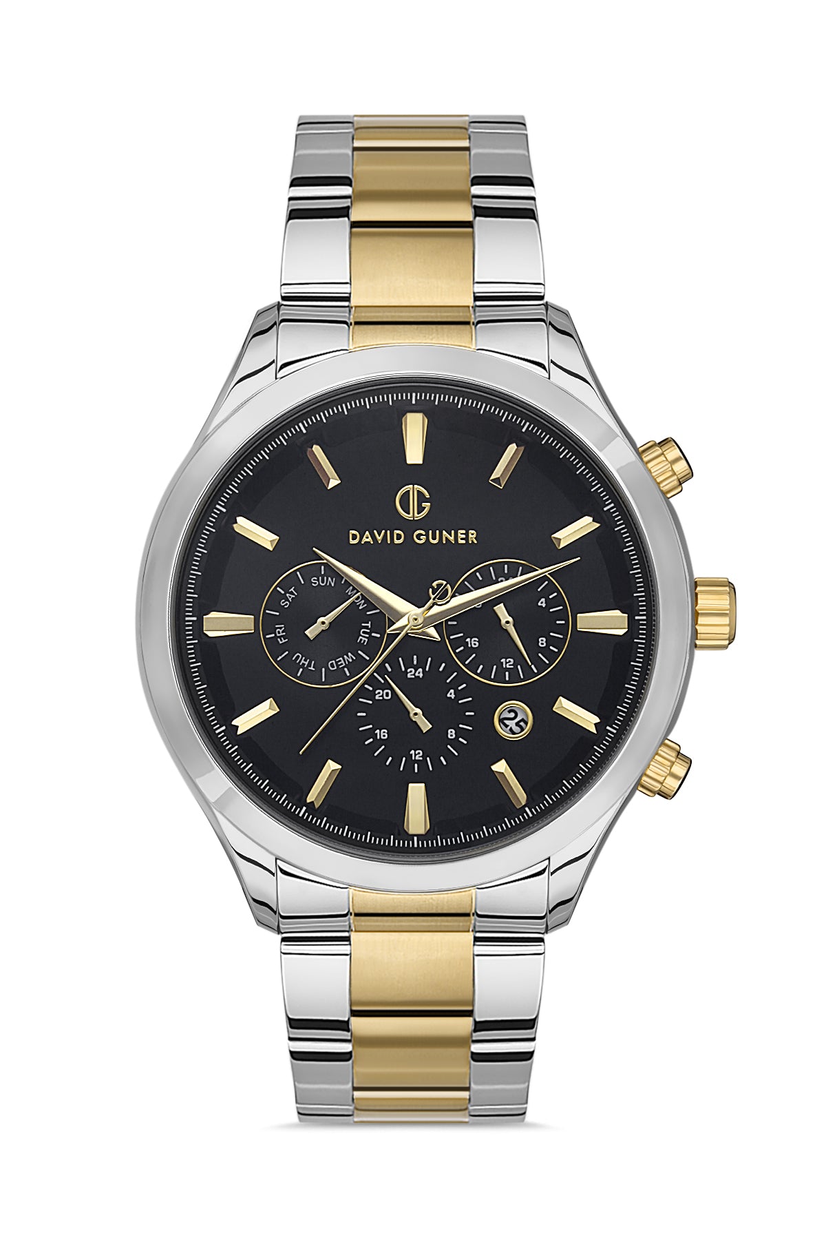 DAVID GUNER SARI BEYAZ KAPLAMALI SİYAH KADRANLI ERKEK KOL SAATİ - DG-8400GA-D2