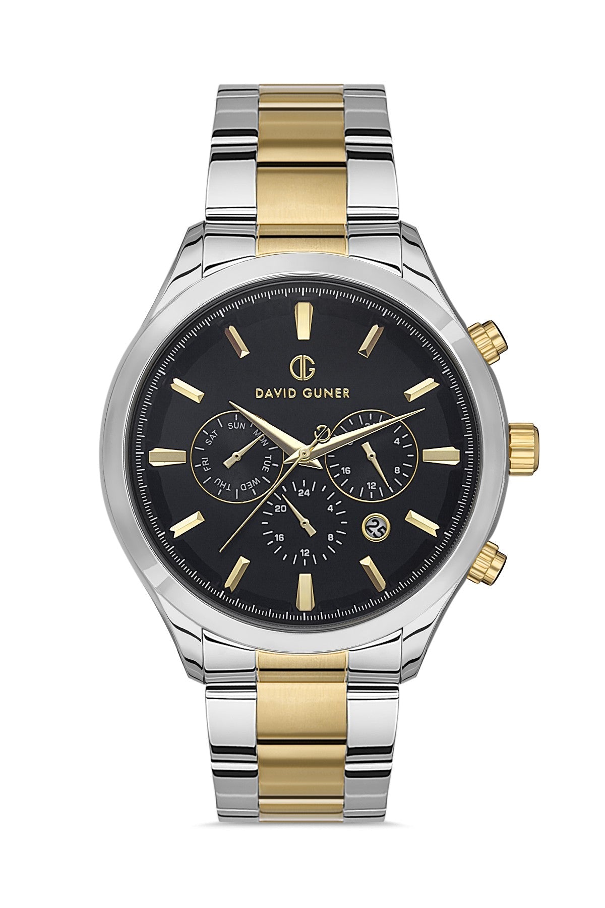 DAVID GUNER SARI BEYAZ KAPLAMALI SİYAH KADRANLI ERKEK KOL SAATİ - DG-8400GA-D2