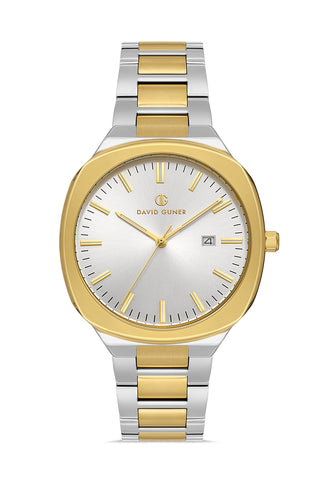 DAVID GUNER SARI BEYAZ KAPLAMALI SİYAH KADRANLI ERKEK KOL SAATİ - DG-8413GA-D1